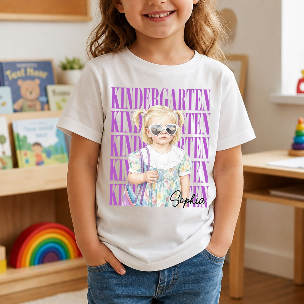 First Day Of School Custom Photo Watercolor Style - Personalized Shirt