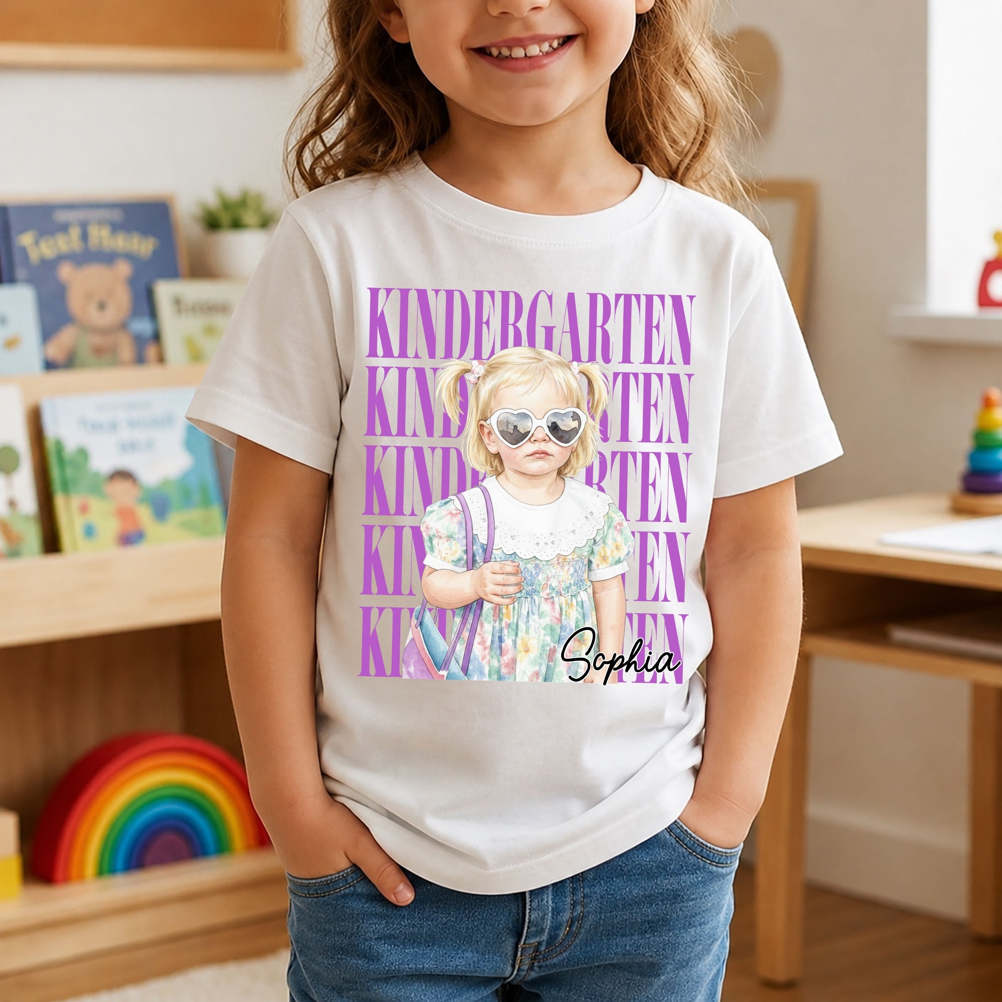 First Day Of School Custom Photo Watercolor Style - Personalized Shirt