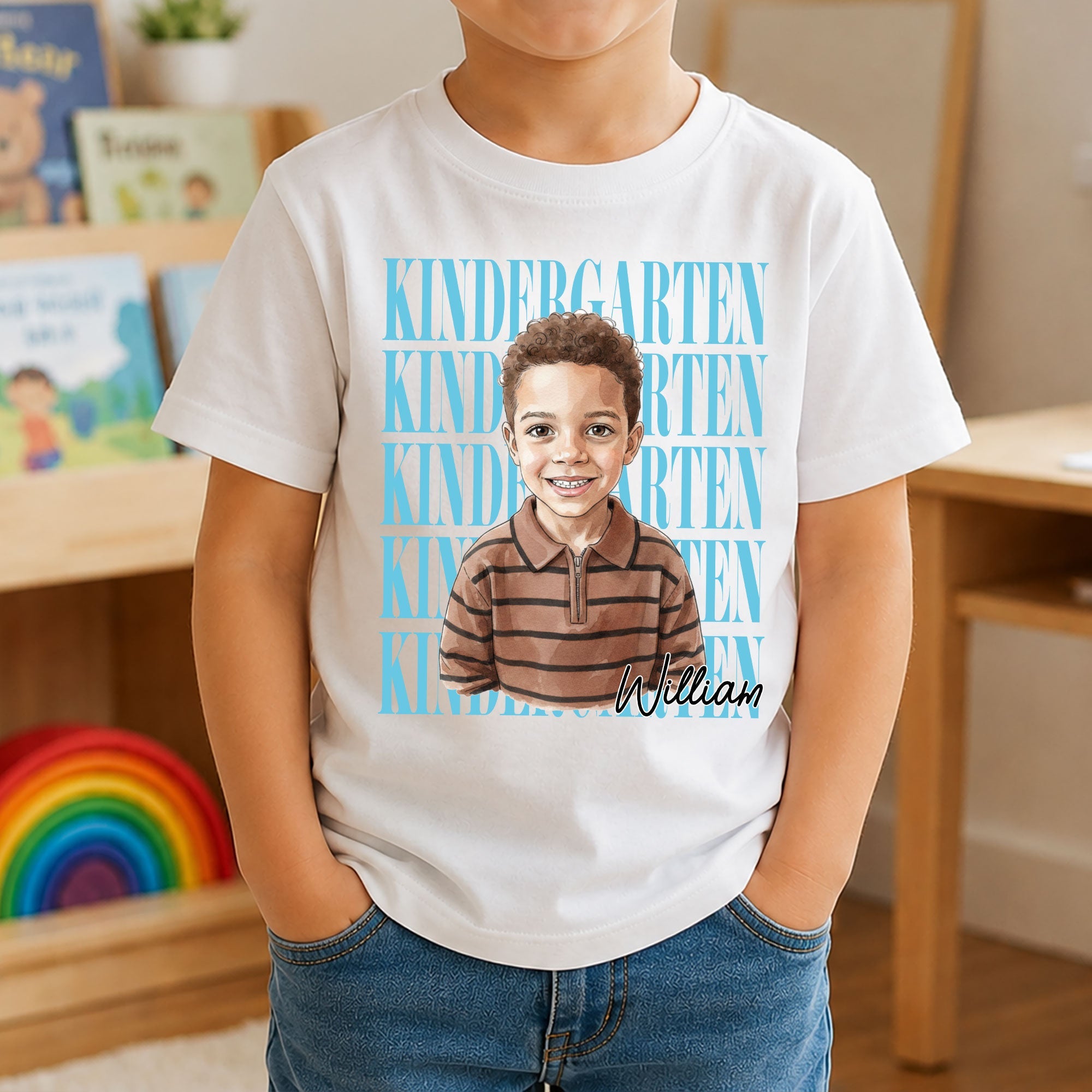 First Day Of School Custom Photo Watercolor Style - Personalized Shirt