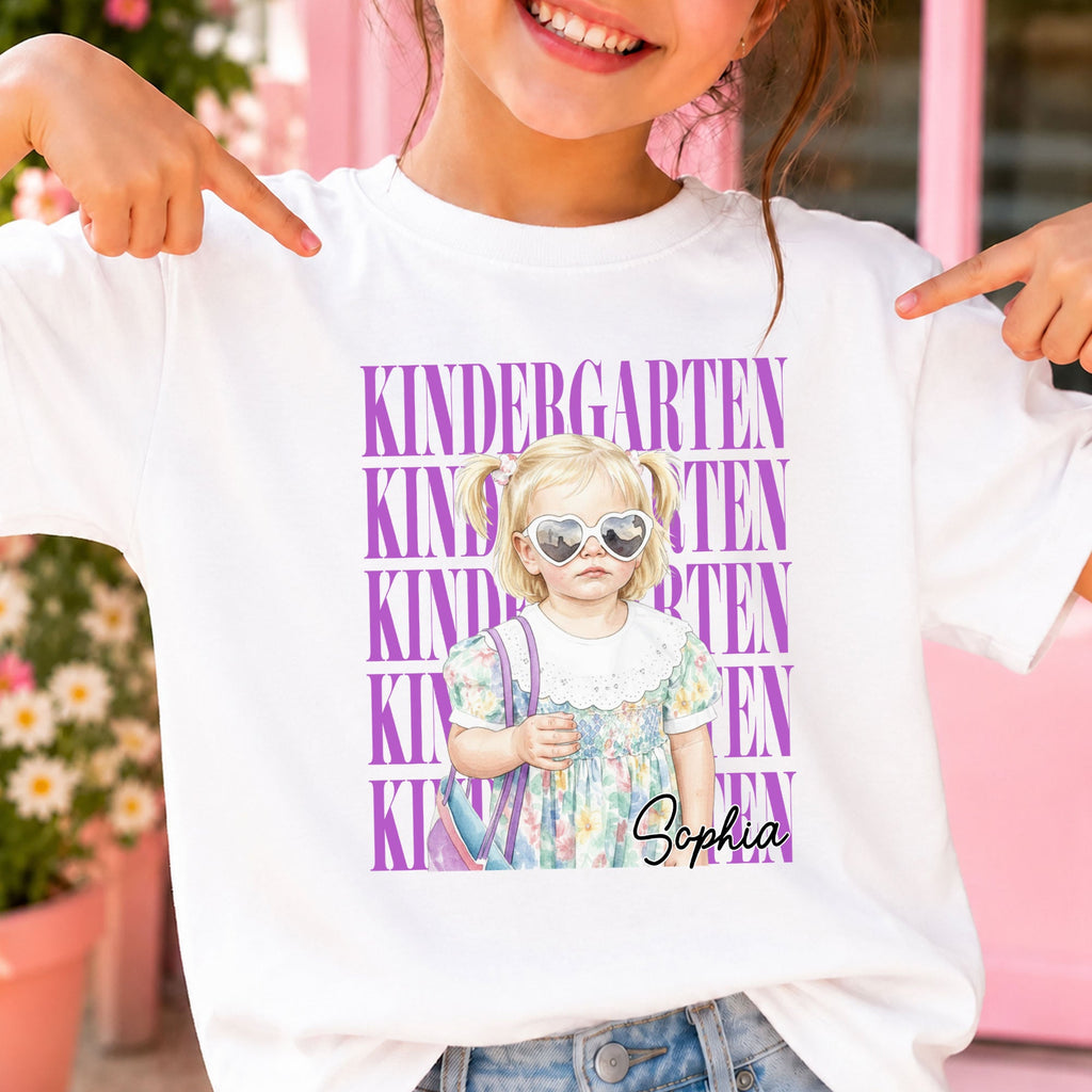 First Day Of School Custom Photo Watercolor Style - Personalized Shirt