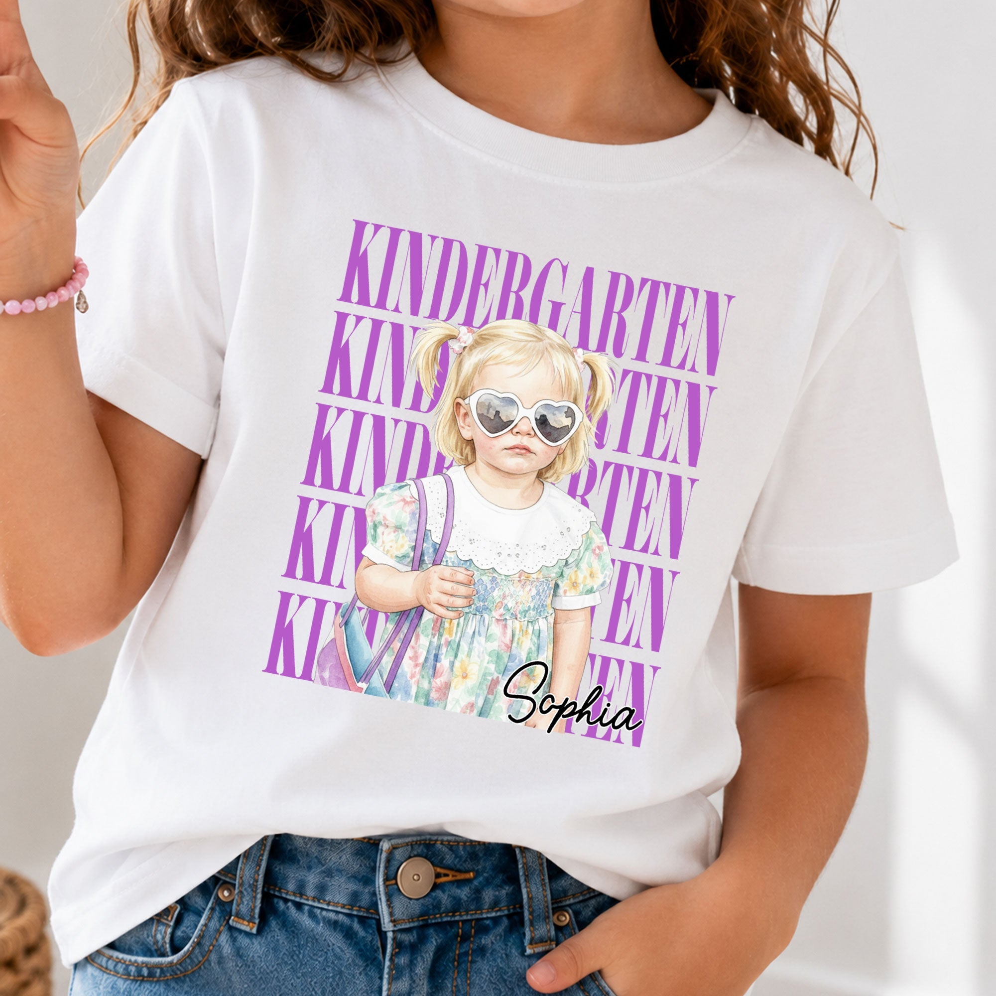 First Day Of School Custom Photo Watercolor Style - Personalized Shirt