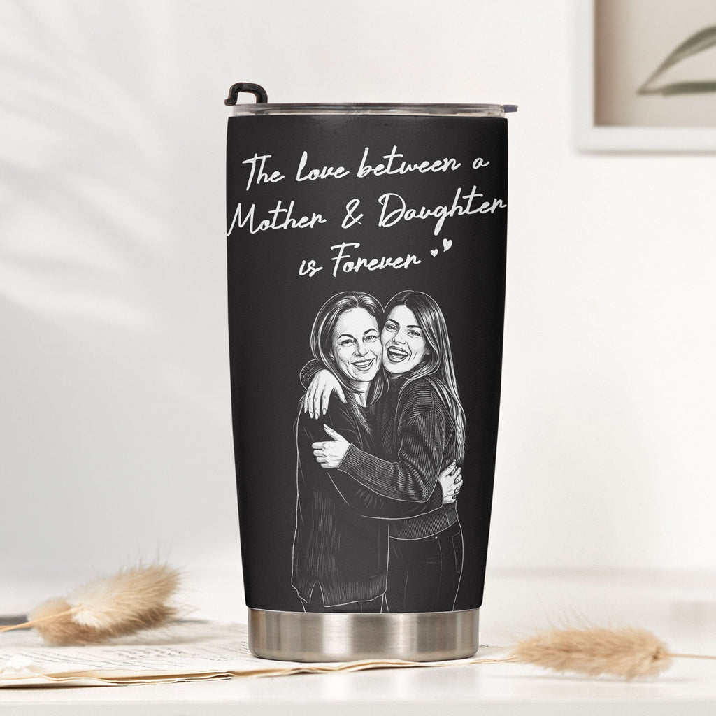 First My Daughter Custom Photo Sketch Line Art Gift For Her - Personalized Tumbler