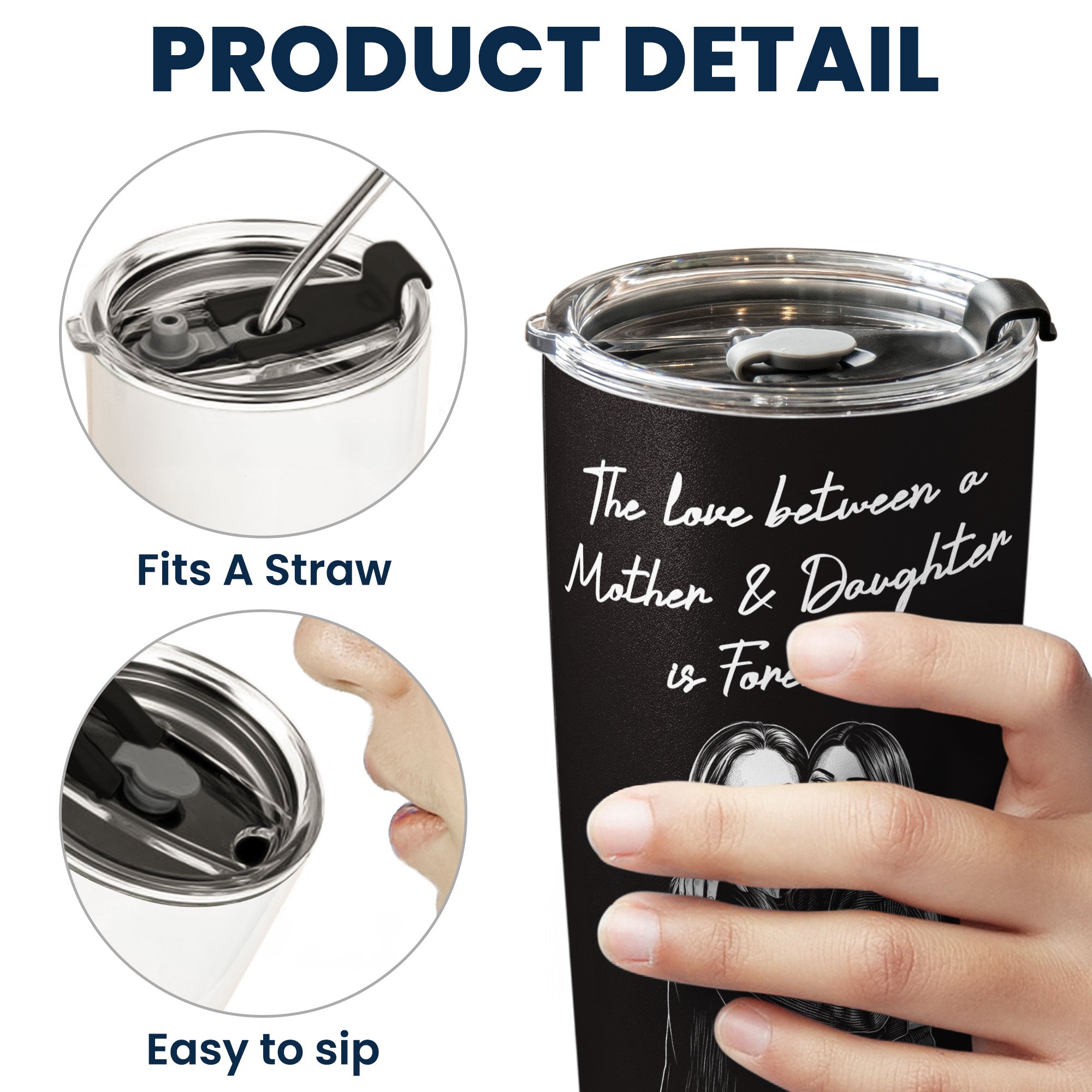 First My Daughter Custom Photo Sketch Line Art Gift For Her - Personalized Tumbler