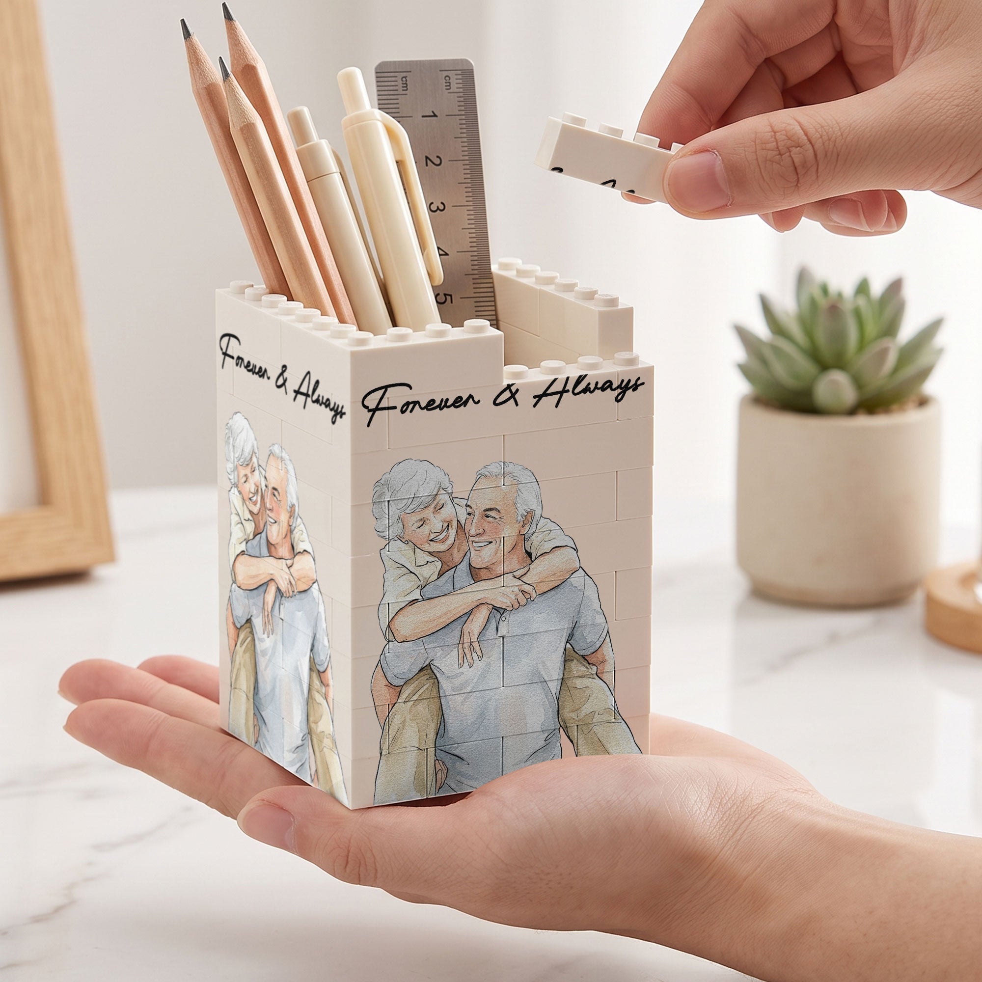 Forever & Always Anniversary Gifts For Husband, Gift For Men, Gift For Him - Personalized Pen Holder