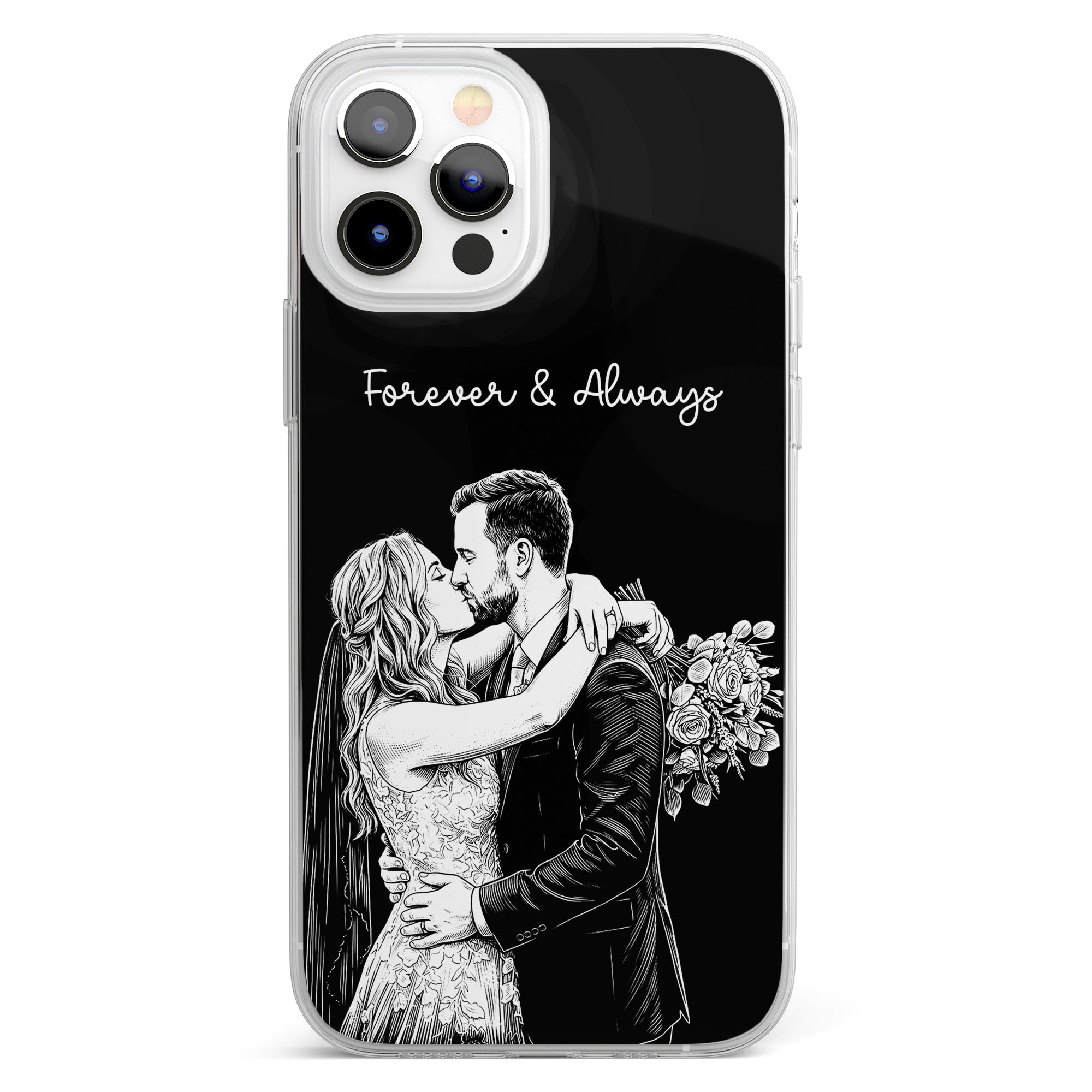 Forever & Always Custom Photo Sketch Line Art Anniversary Gift For Her, Him - Personalized Phone Case