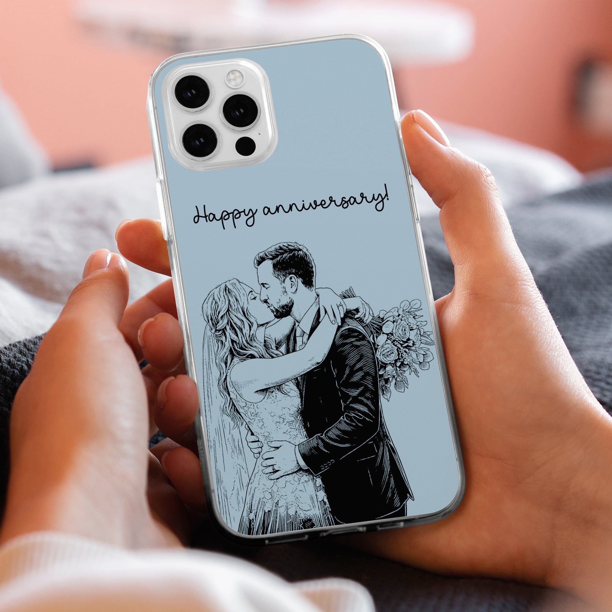 Forever & Always Custom Photo Sketch Line Art Anniversary Gift For Her, Him - Personalized Phone Case