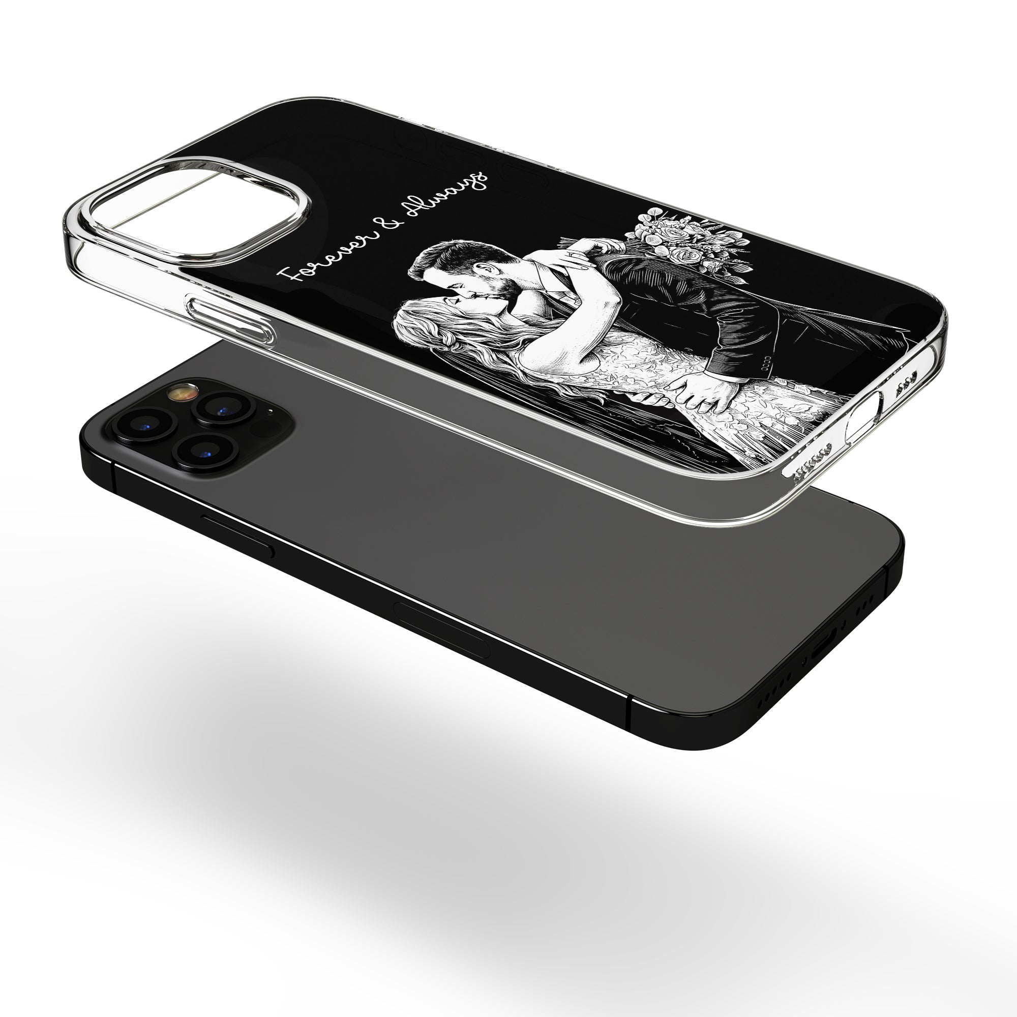 Forever & Always Custom Photo Sketch Line Art Anniversary Gift For Her, Him - Personalized Phone Case