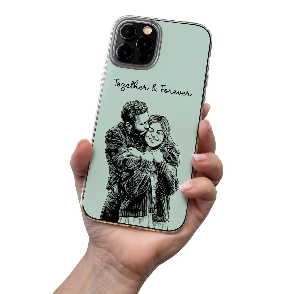 Forever & Always Custom Photo Sketch Line Art Anniversary Gift For Her, Him - Personalized Phone Case