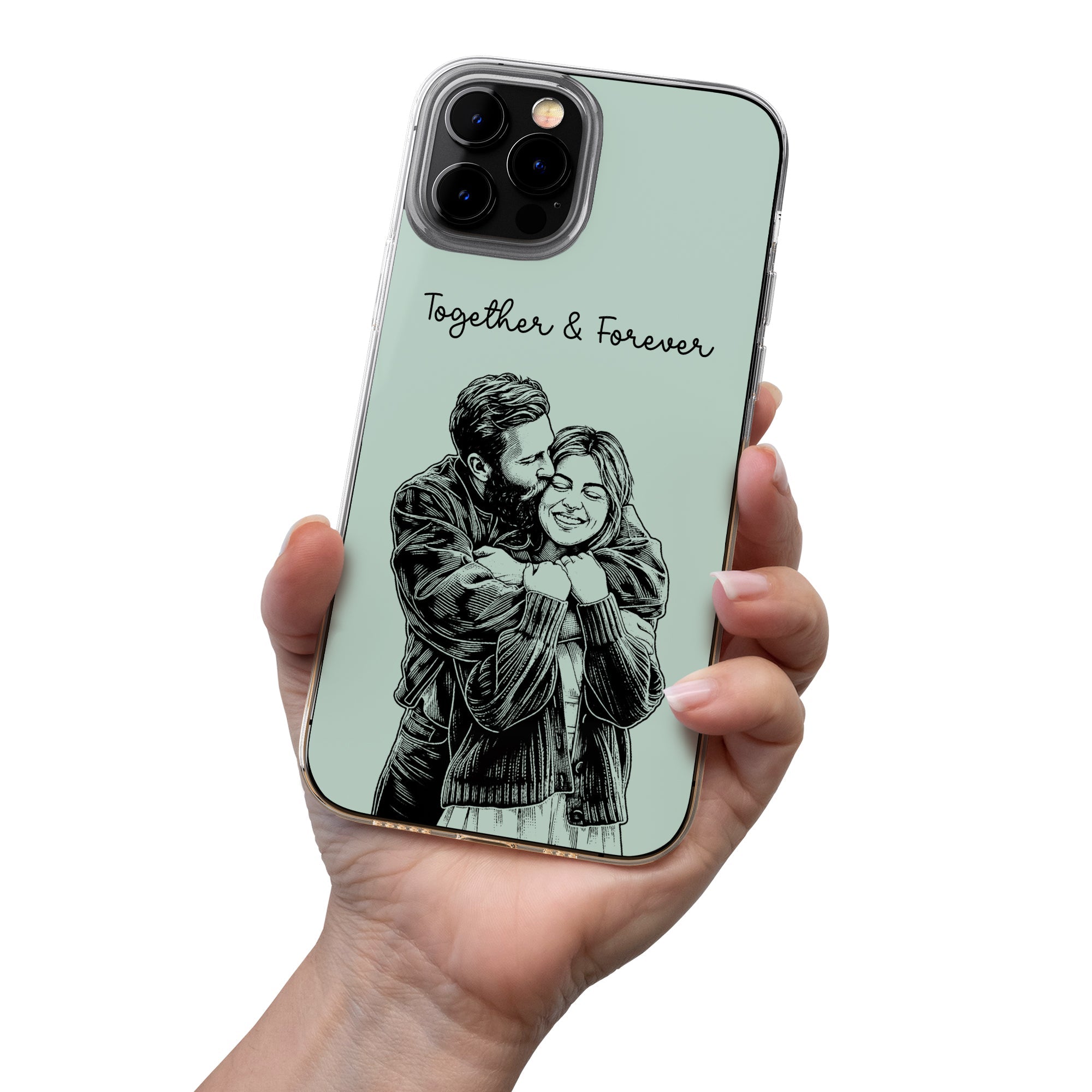 Forever & Always Custom Photo Sketch Line Art Anniversary Gift For Her, Him - Personalized Phone Case