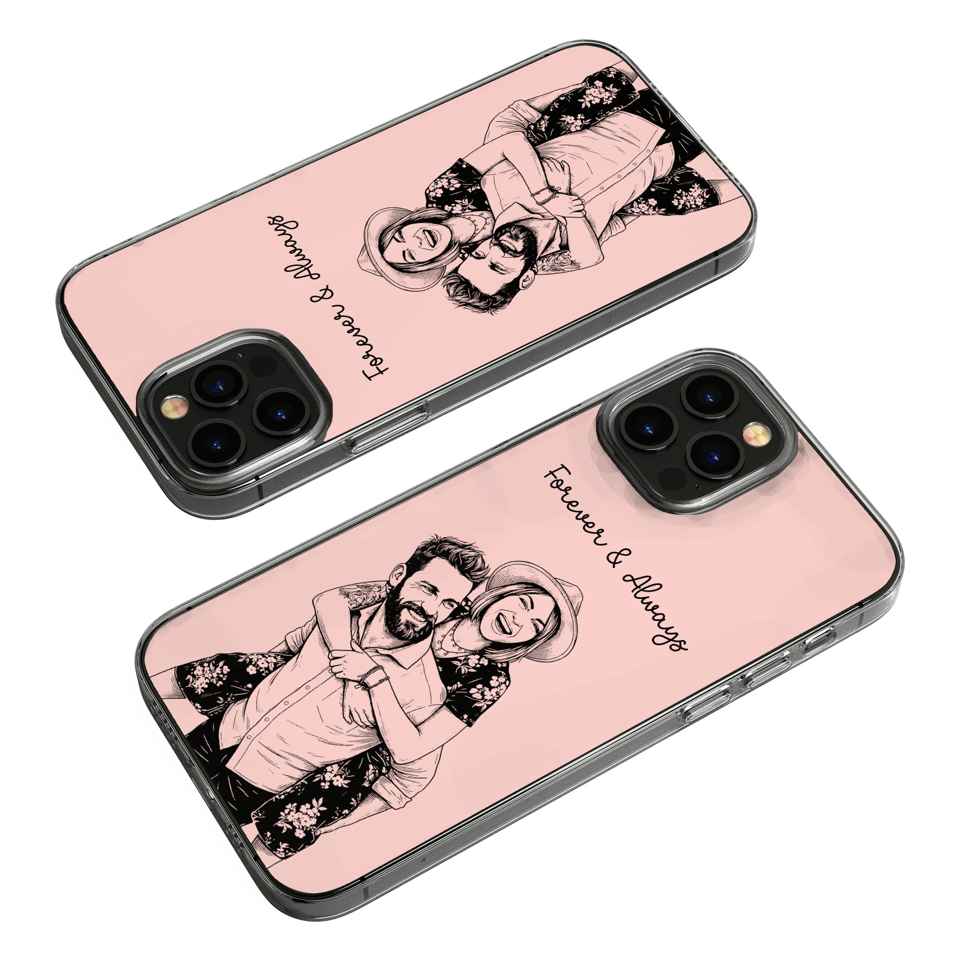 Forever & Always Custom Photo Sketch Line Art Anniversary Gift For Her, Him - Personalized Phone Case