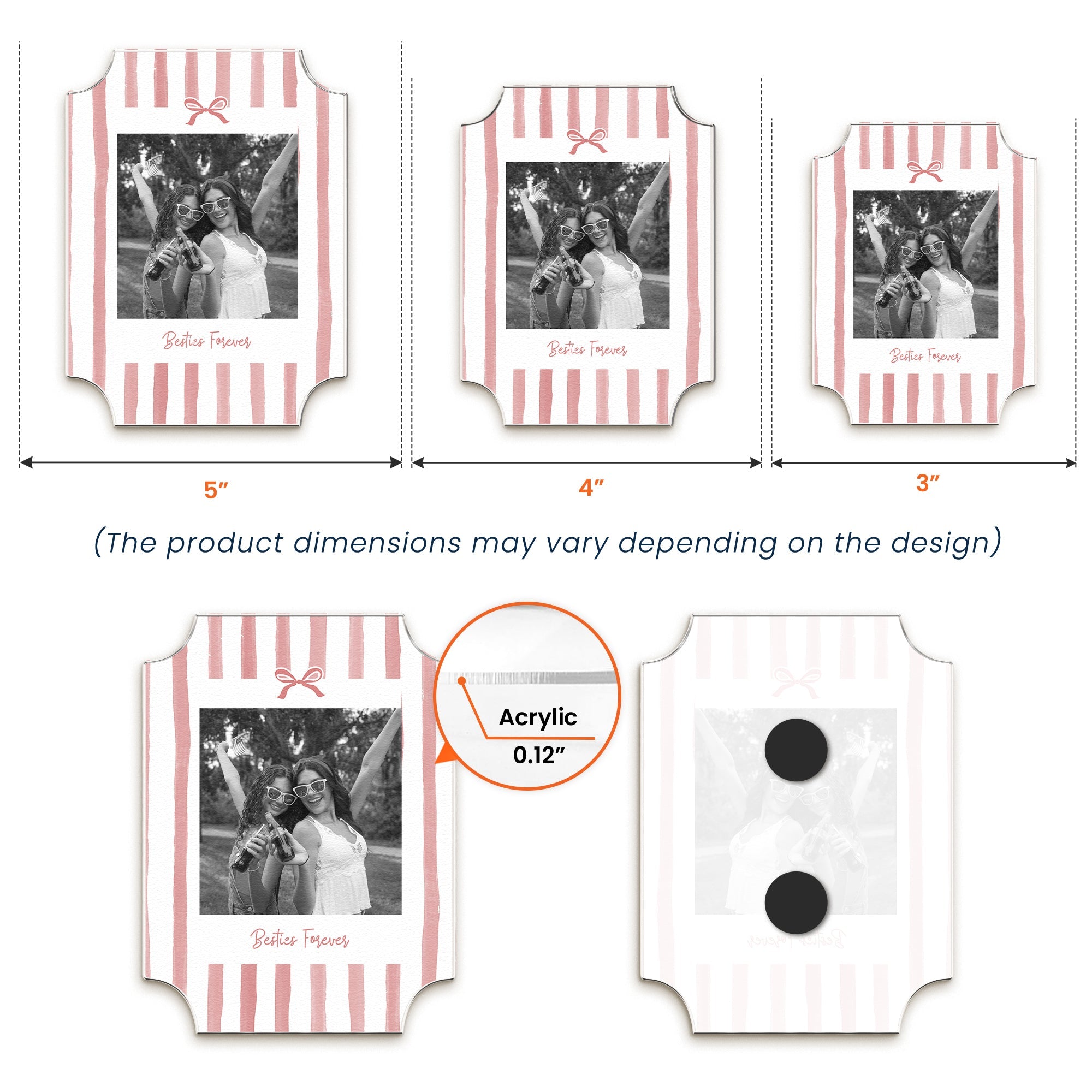 Friendship Thank You Gifts - Retro Frame - Upload Photos - Personalized Magnet