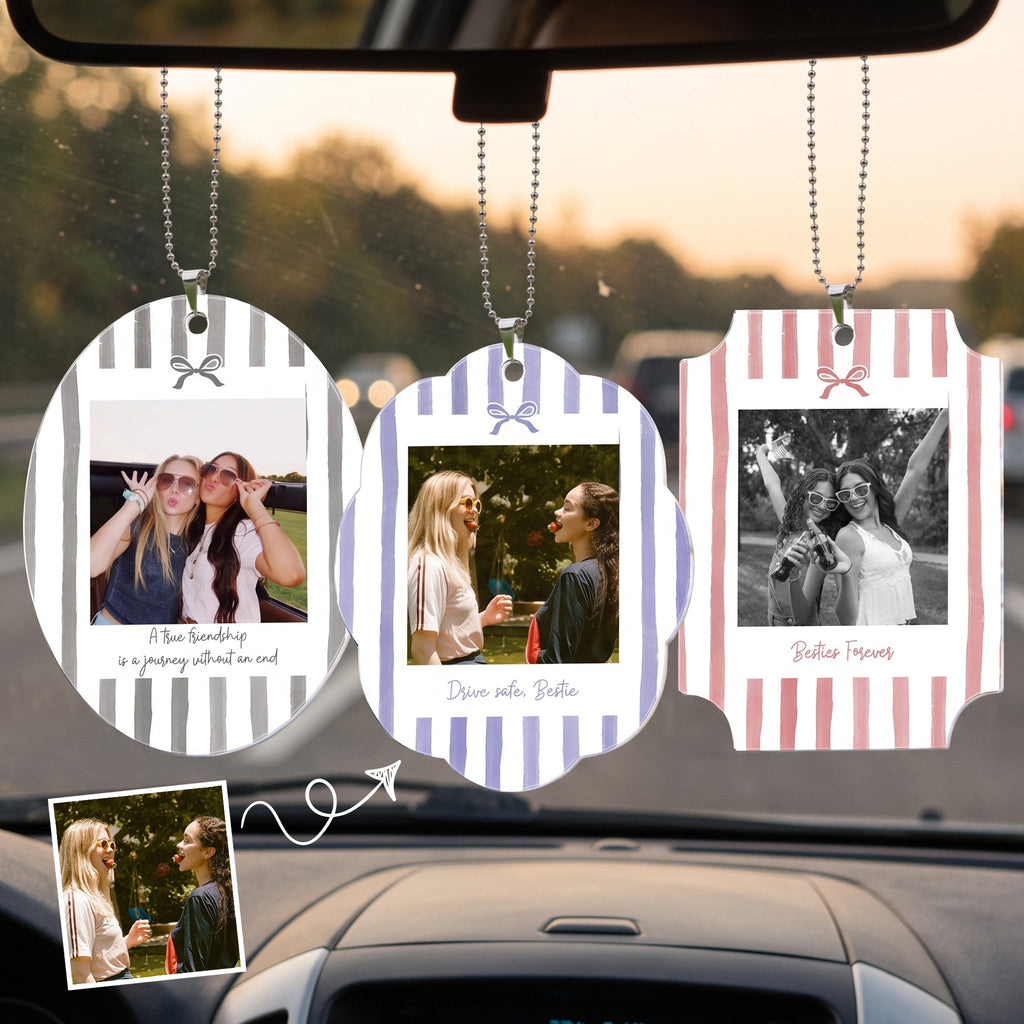 Friendship Thank You Gifts - Retro Frame - Upload Photos - Personalized Rear View Mirror Accessory