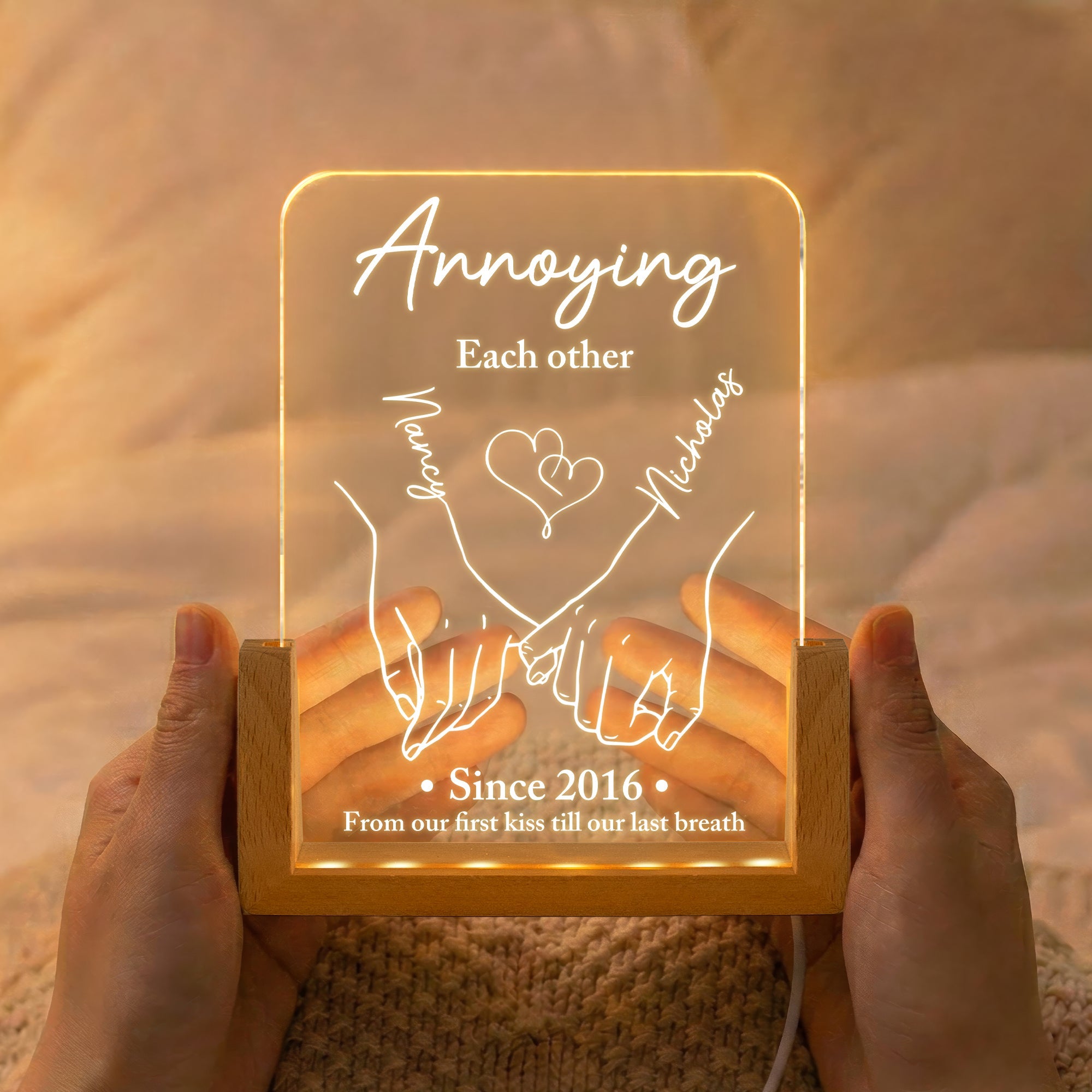 From Our First Kiss Till Our Last Breath Anniversary Gift For Her, Him - Personalized Night Light