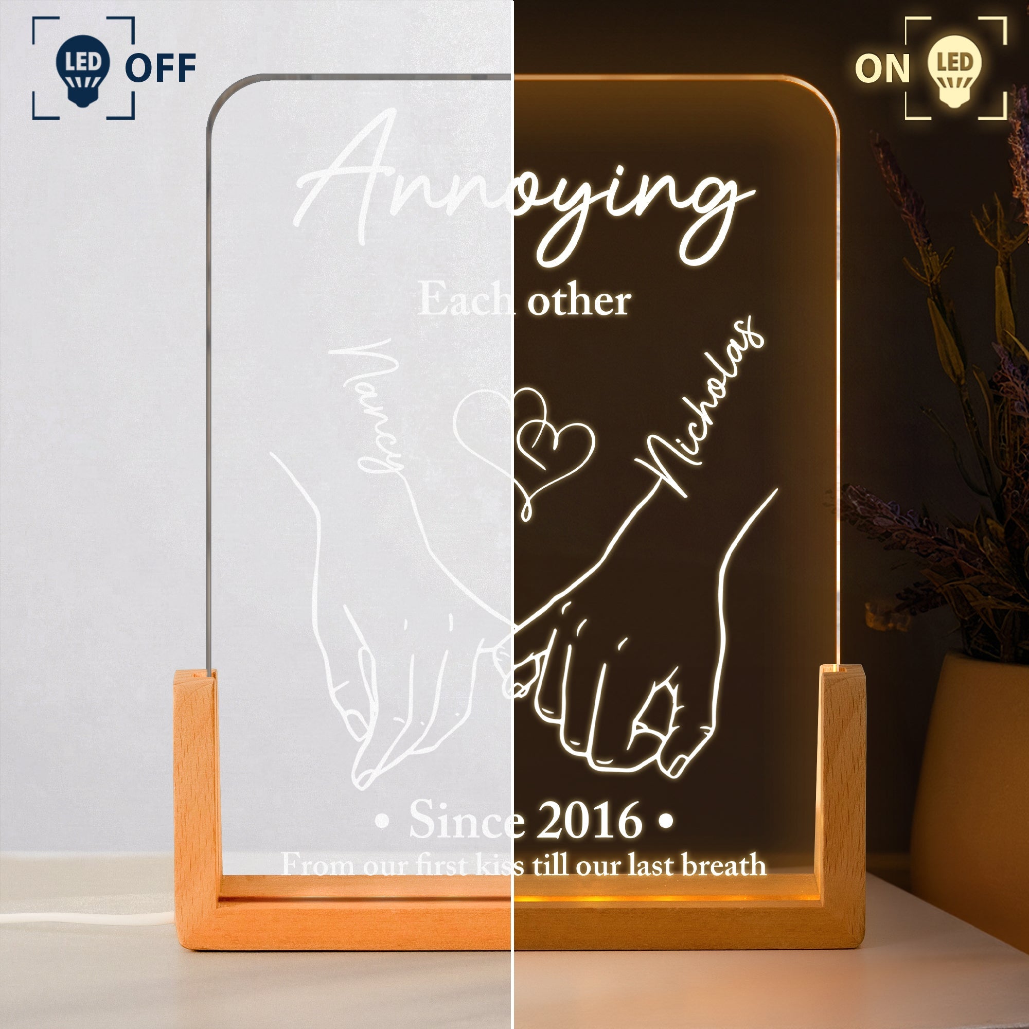 From Our First Kiss Till Our Last Breath Anniversary Gift For Her, Him - Personalized Night Light