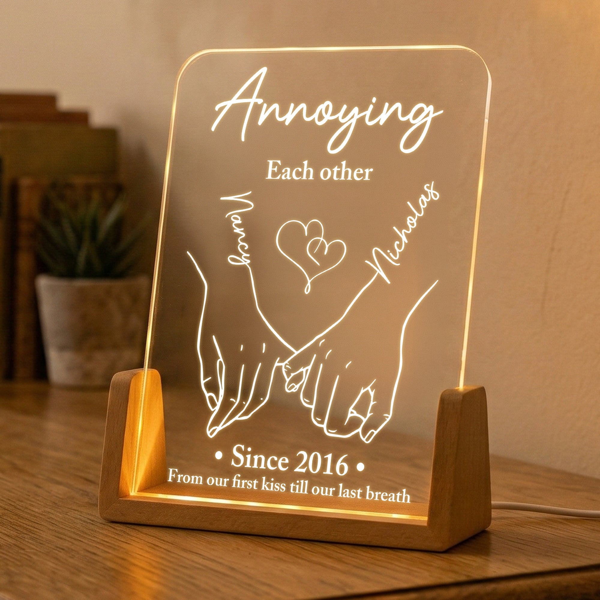 From Our First Kiss Till Our Last Breath Anniversary Gift For Her, Him - Personalized Night Light