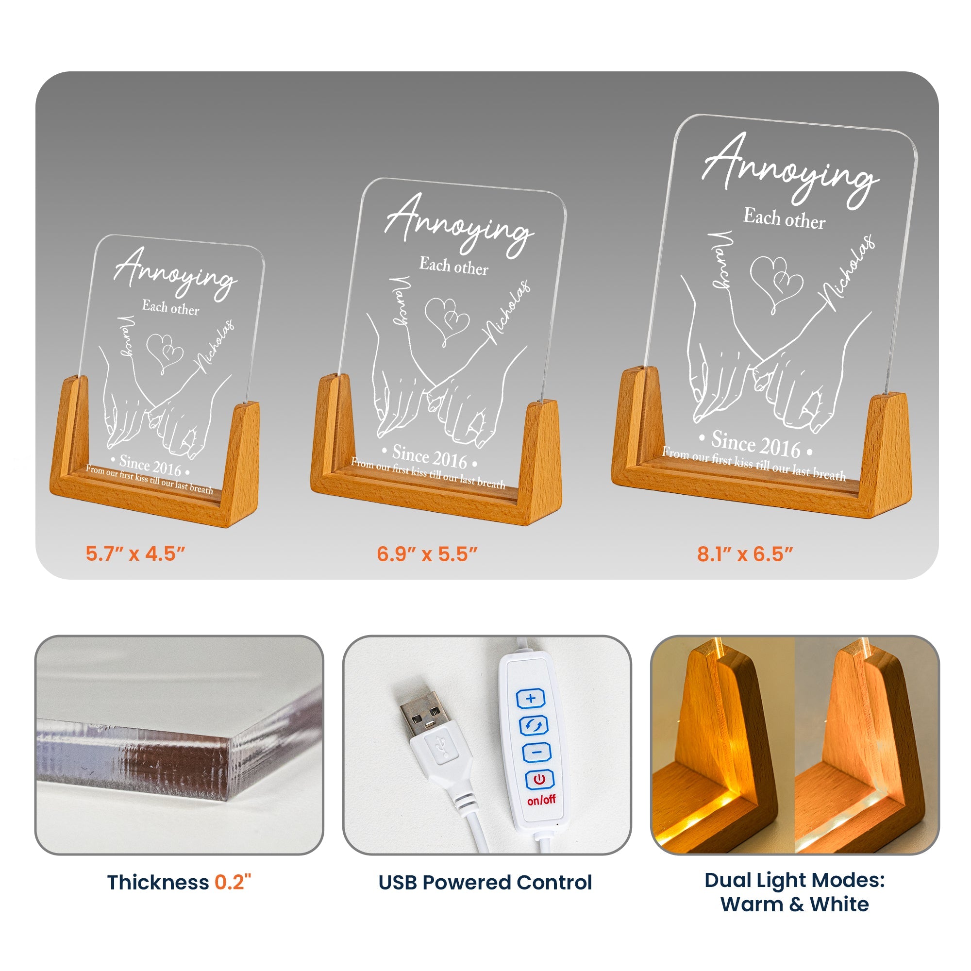 From Our First Kiss Till Our Last Breath Anniversary Gift For Her, Him - Personalized Night Light