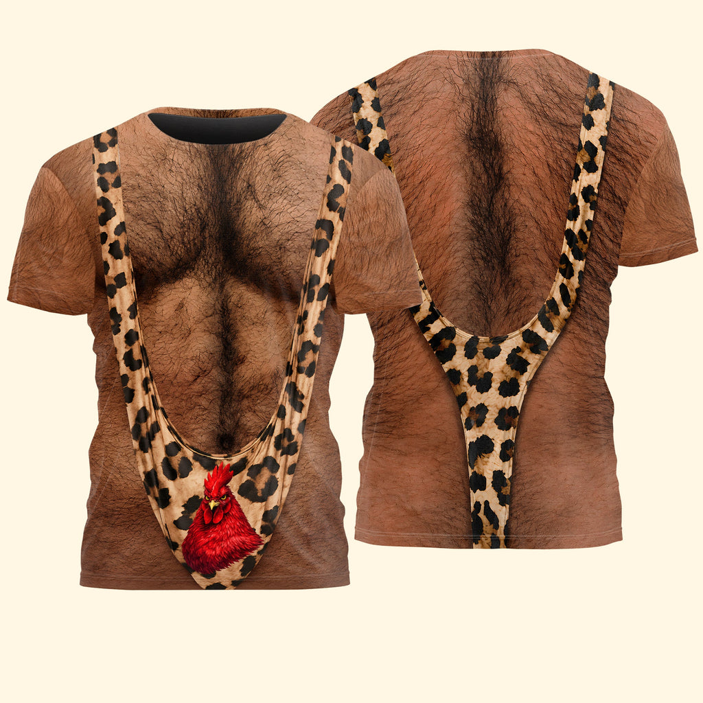 Funny 3D Hairy Chest Costume, Novelty Gag, Xmas Party Outfit Halloween - Funny Chicken - Personalized Shirt