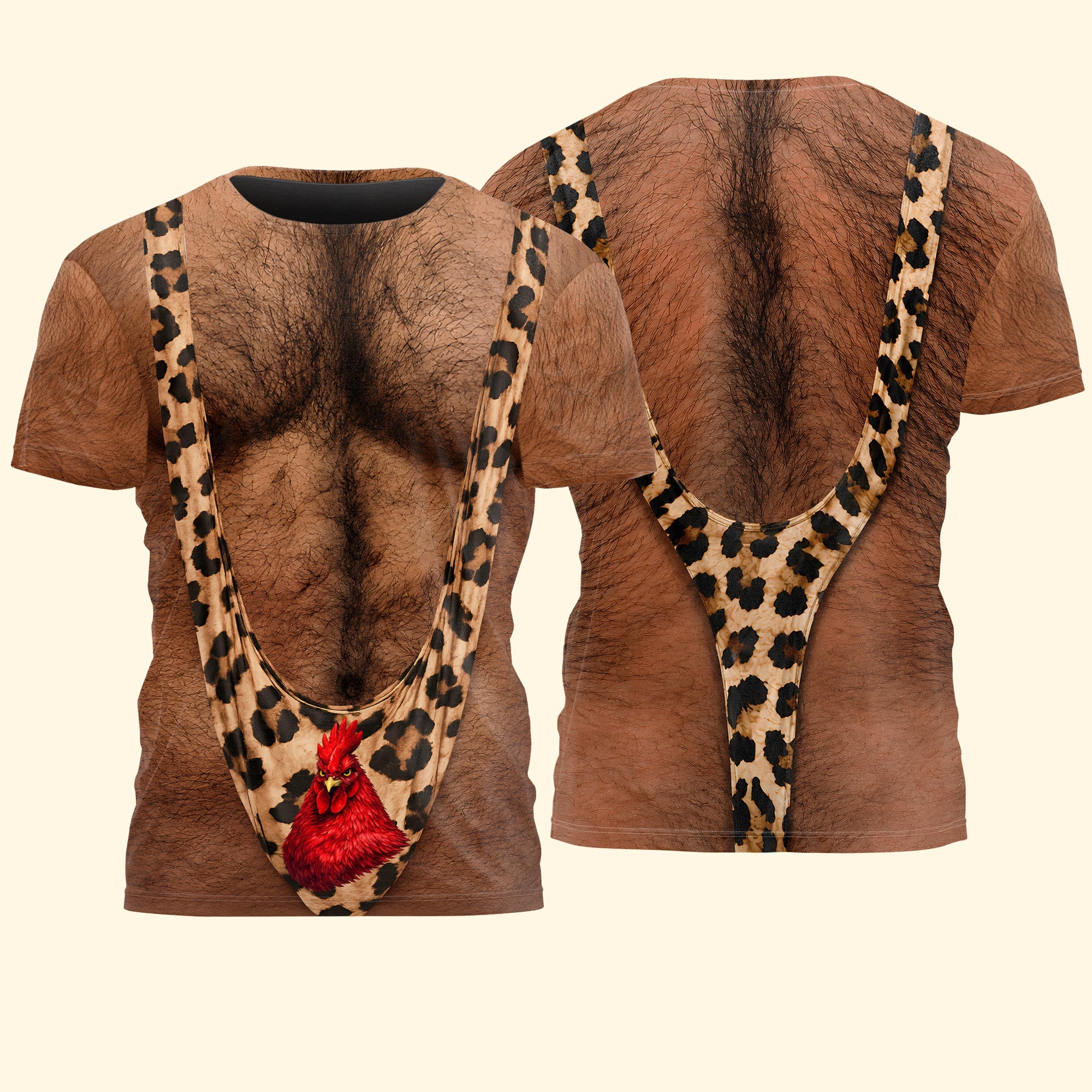 Funny 3D Hairy Chest Costume, Novelty Gag, Xmas Party Outfit Halloween - Funny Chicken - Personalized Shirt