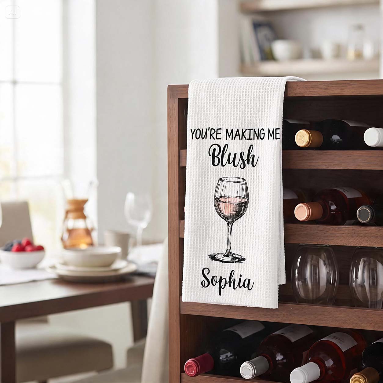 Funny Ahcohol, Wine Gift For Wine Lover, Cocktail Lover Hostess Gift, Girls Night Gift - Personalized Kitchen Towel
