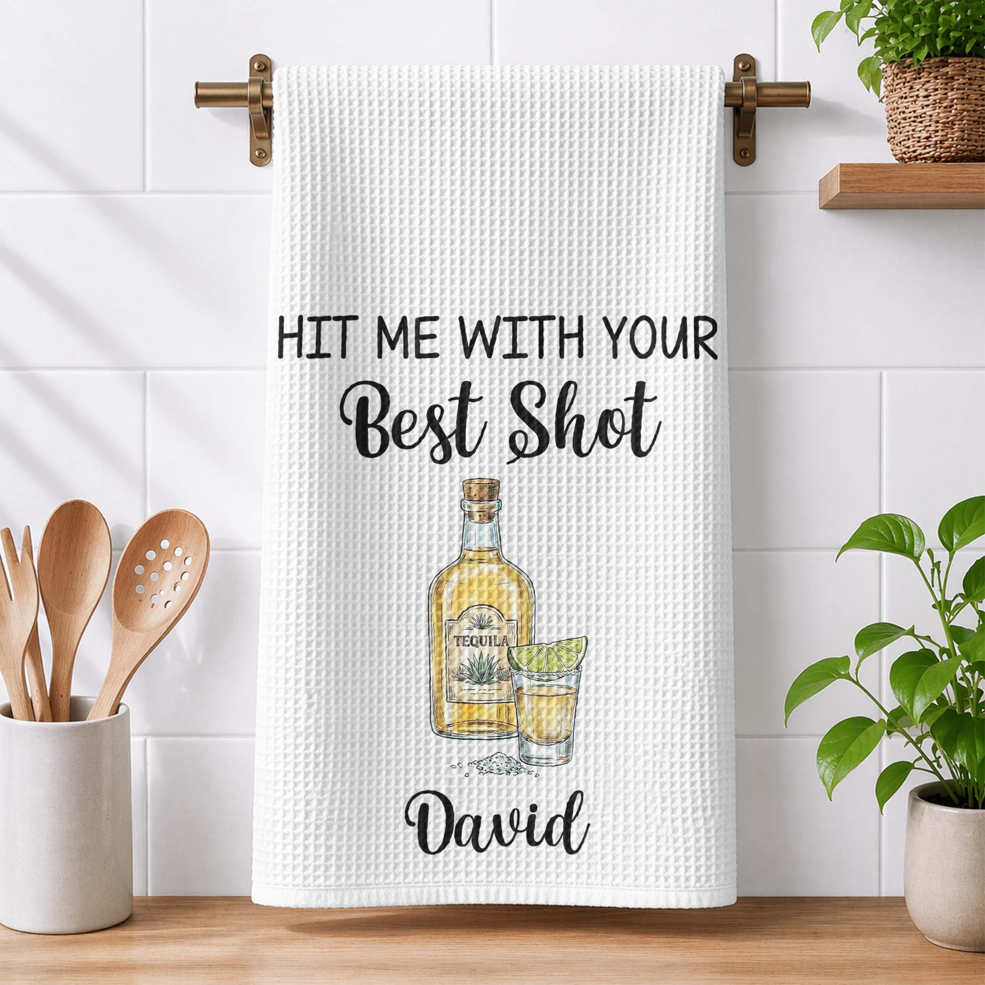 Funny Ahcohol, Wine Gift For Wine Lover, Cocktail Lover Hostess Gift, Girls Night Gift - Personalized Kitchen Towel