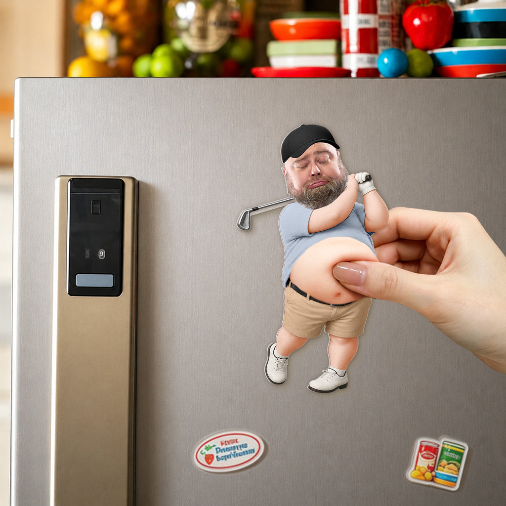 Funny Custom Face For Golf Lovers, Golf Buddy, Husband, Dad - 3D Squishy - Personalized Fridge Magnet