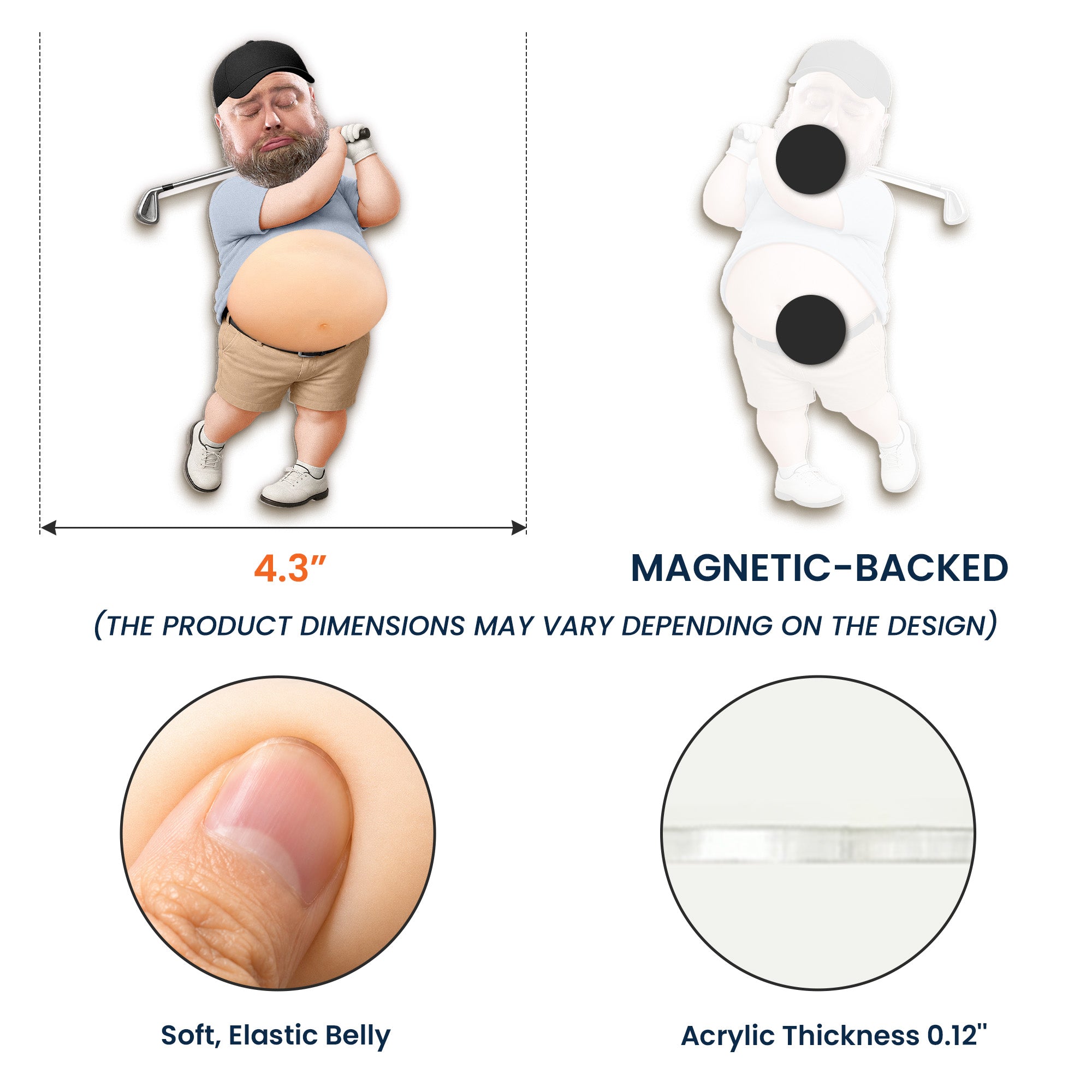 Funny Custom Face For Golf Lovers, Golf Buddy, Husband, Dad - 3D Squishy - Personalized Fridge Magnet