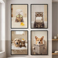 Funny Dog Cat Bathroom Wall Art Custom Dog Cat Photo - Personalized Poster