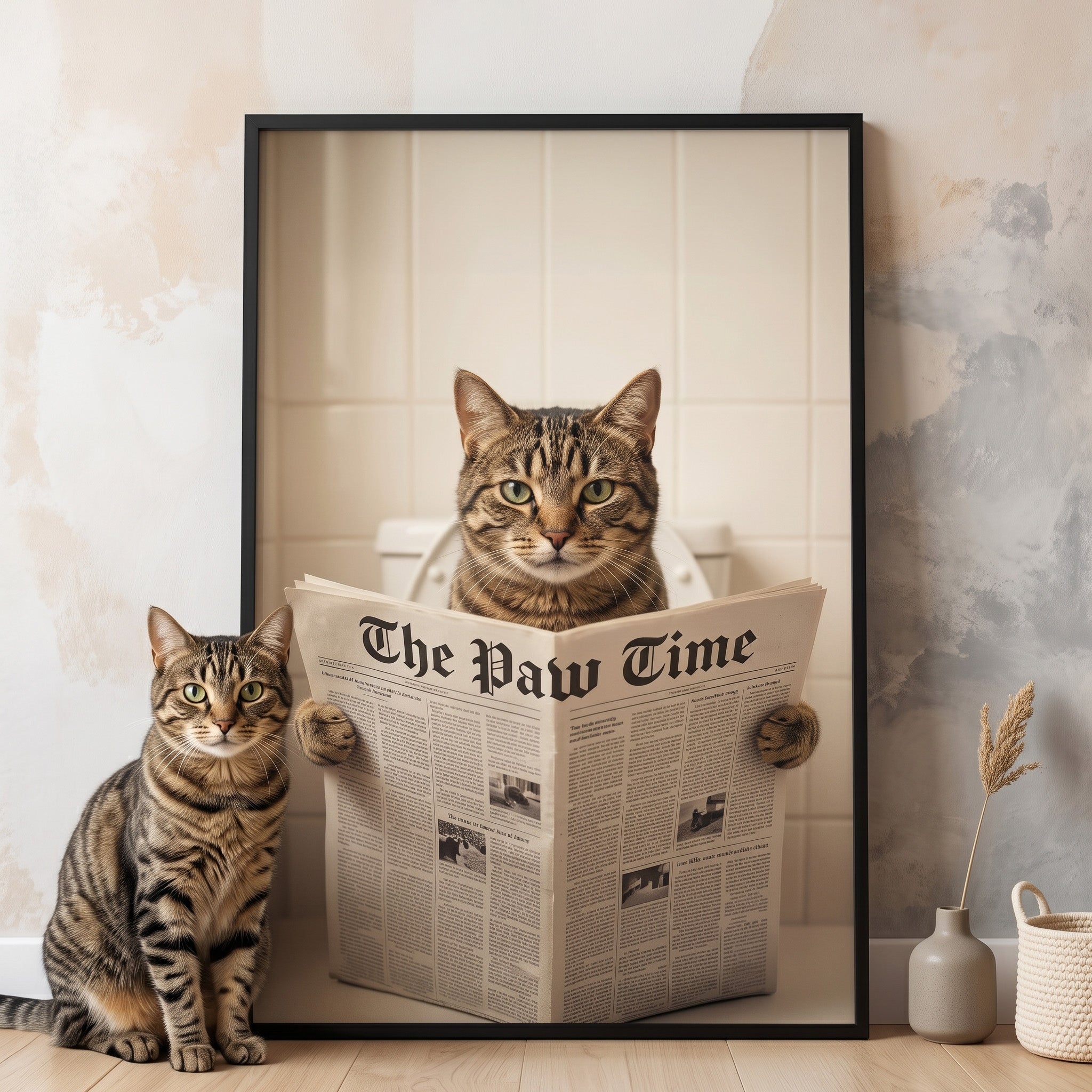 Funny Dog Cat Bathroom Wall Art Custom Dog Cat Photo - Personalized Poster