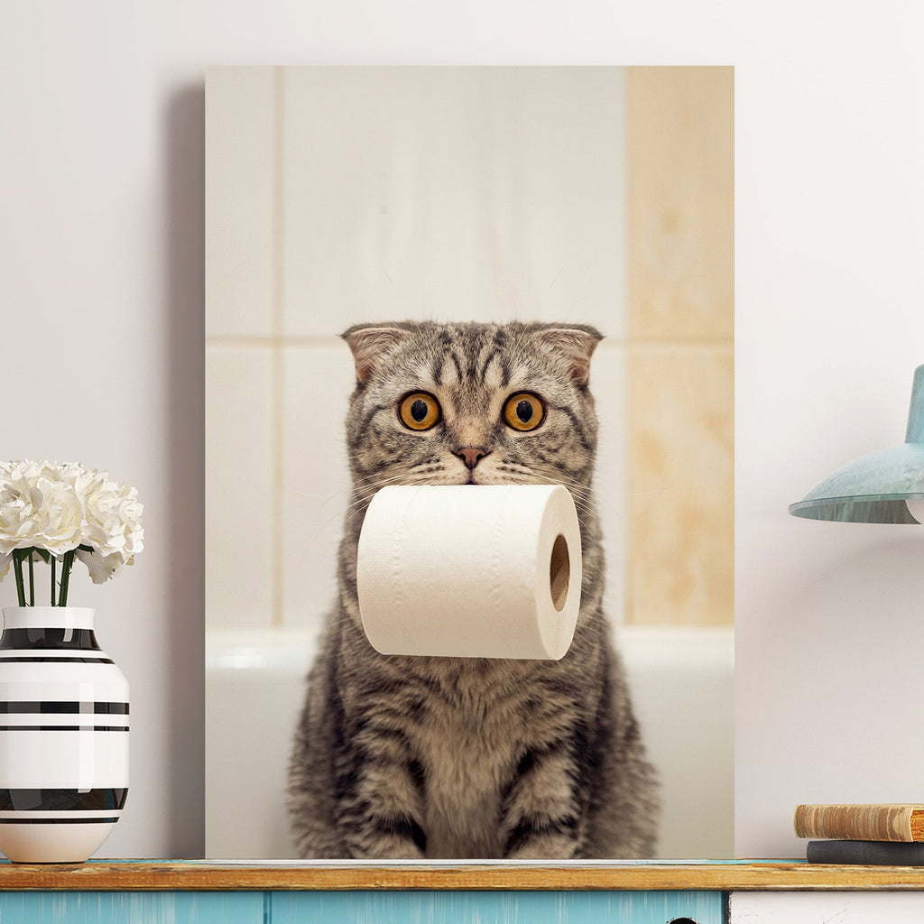 Funny Dog Cat Bathroom Wall Art Custom Dog Cat Photo - Personalized Poster