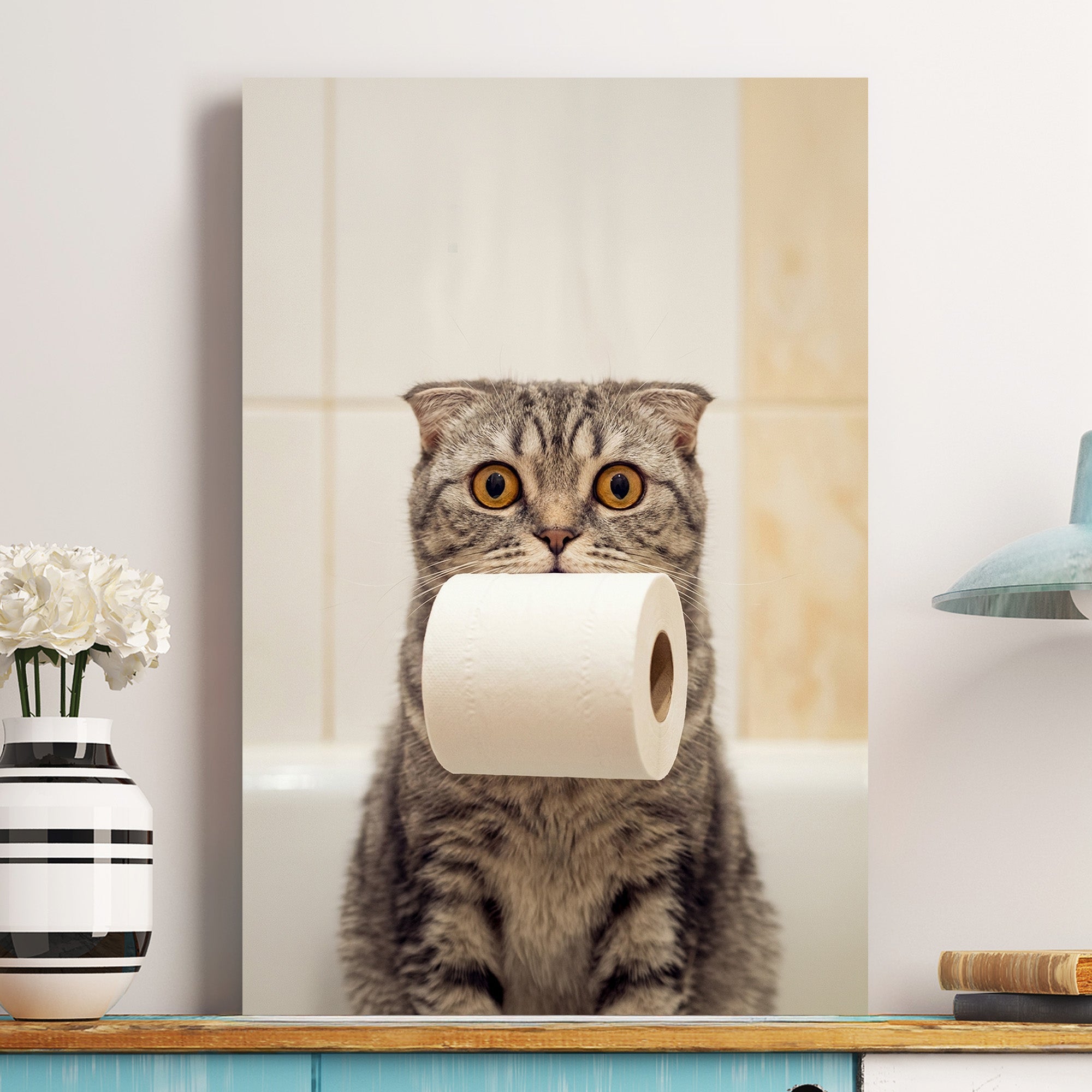 Funny Dog Cat Bathroom Wall Art Custom Dog Cat Photo - Personalized Poster