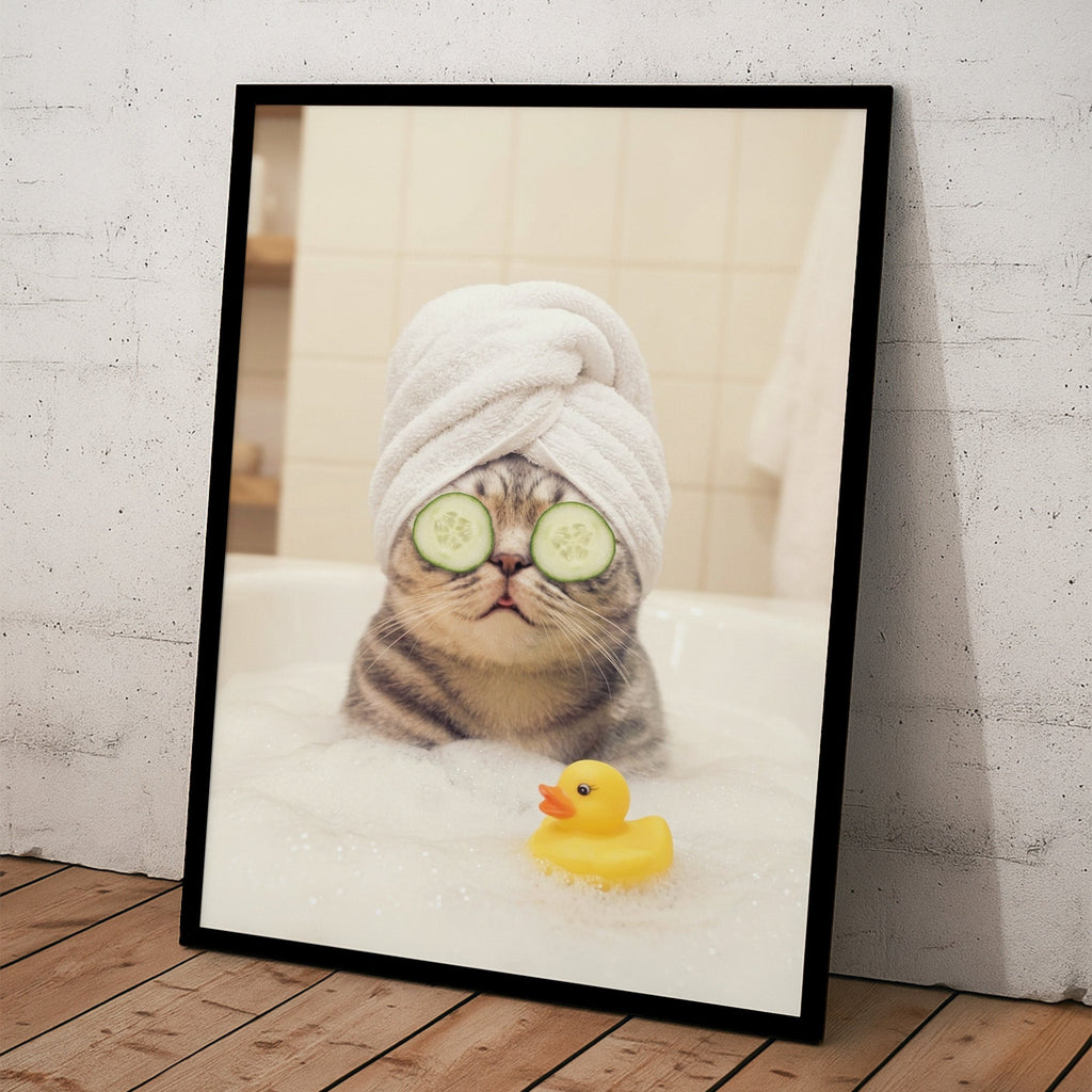 Funny Dog Cat Bathroom Wall Art Custom Dog Cat Photo - Personalized Poster