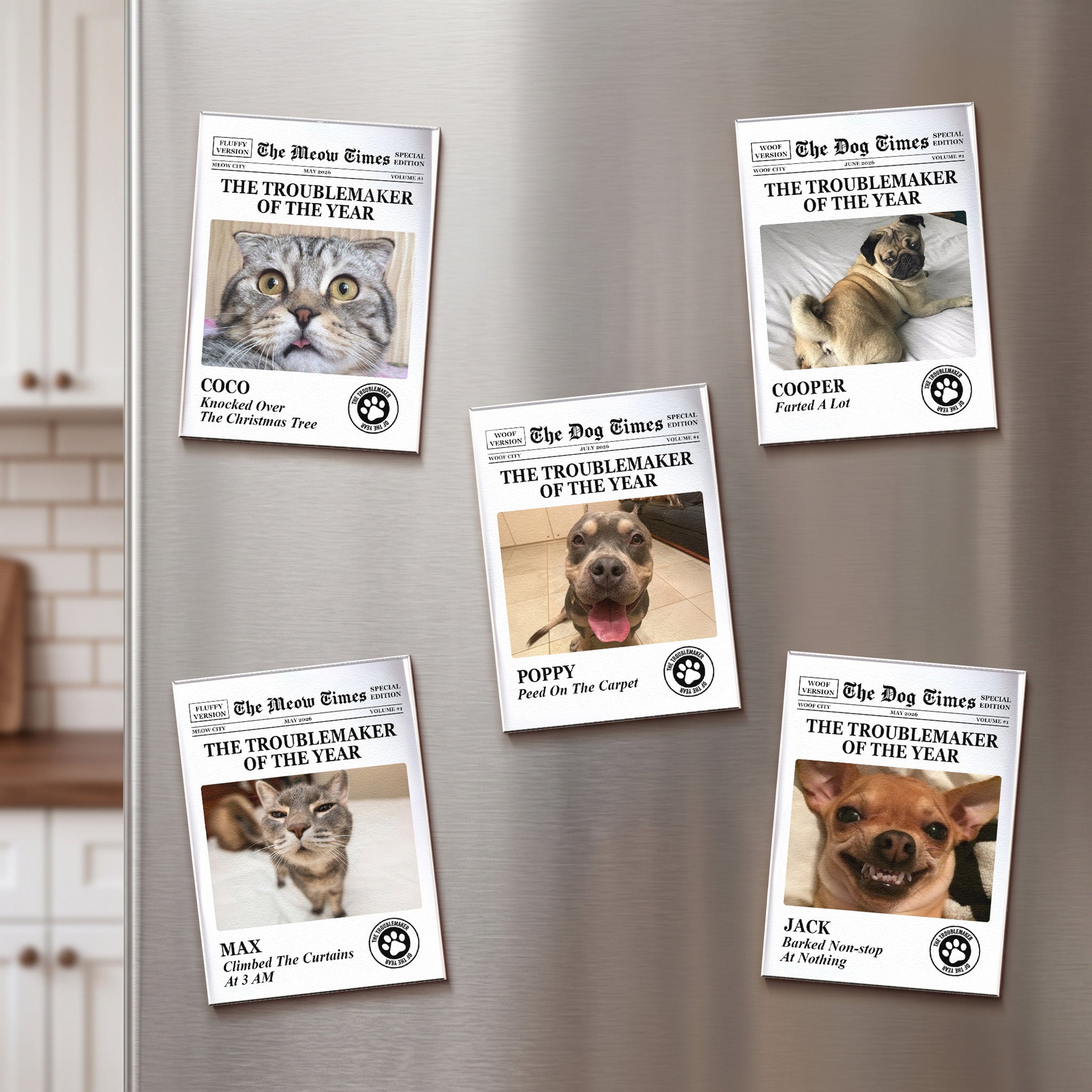Funny Pet - The Trouble Maker Of The Year, For Dog Lovers, Cat Lovers - Personalized Magnet