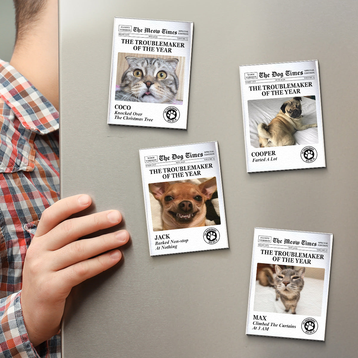 Funny Pet - The Trouble Maker Of The Year, For Dog Lovers, Cat Lovers - Personalized Magnet