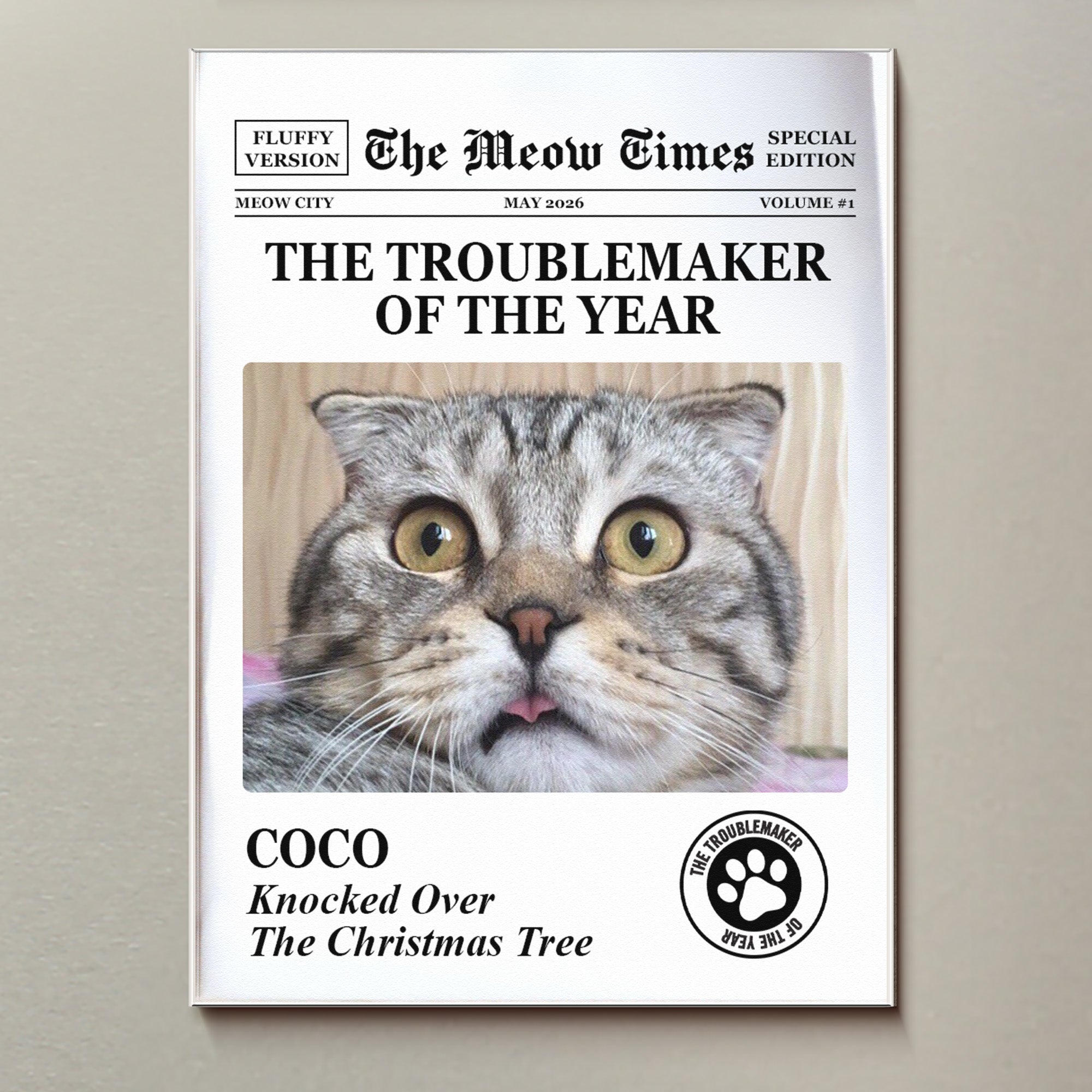 Funny Pet - The Trouble Maker Of The Year, For Dog Lovers, Cat Lovers - Personalized Magnet
