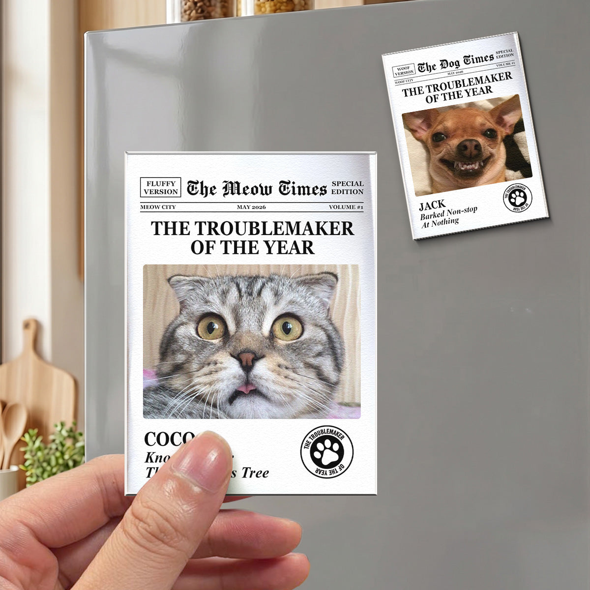 Funny Pet - The Trouble Maker Of The Year, For Dog Lovers, Cat Lovers - Personalized Magnet