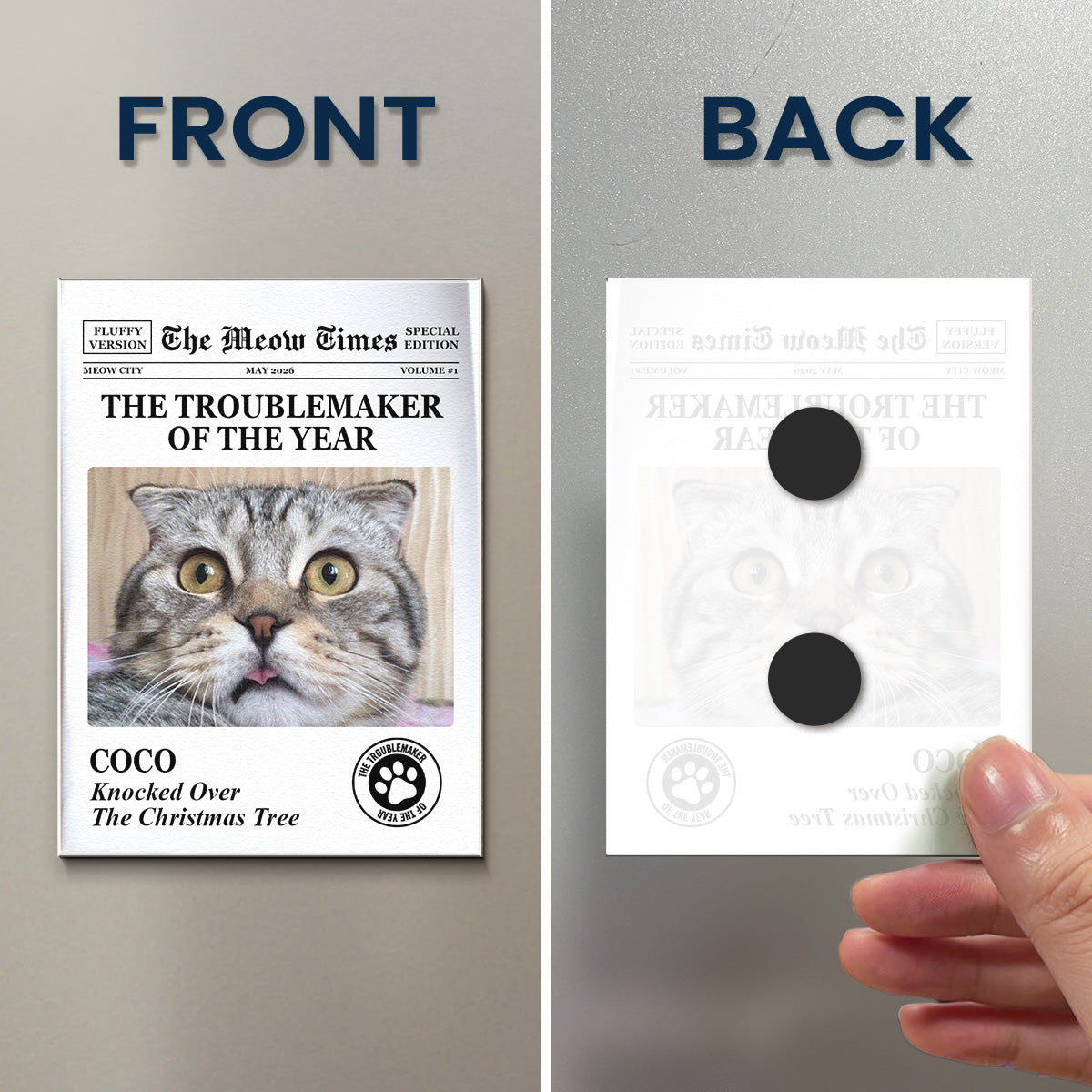 Funny Pet - The Trouble Maker Of The Year, For Dog Lovers, Cat Lovers - Personalized Magnet