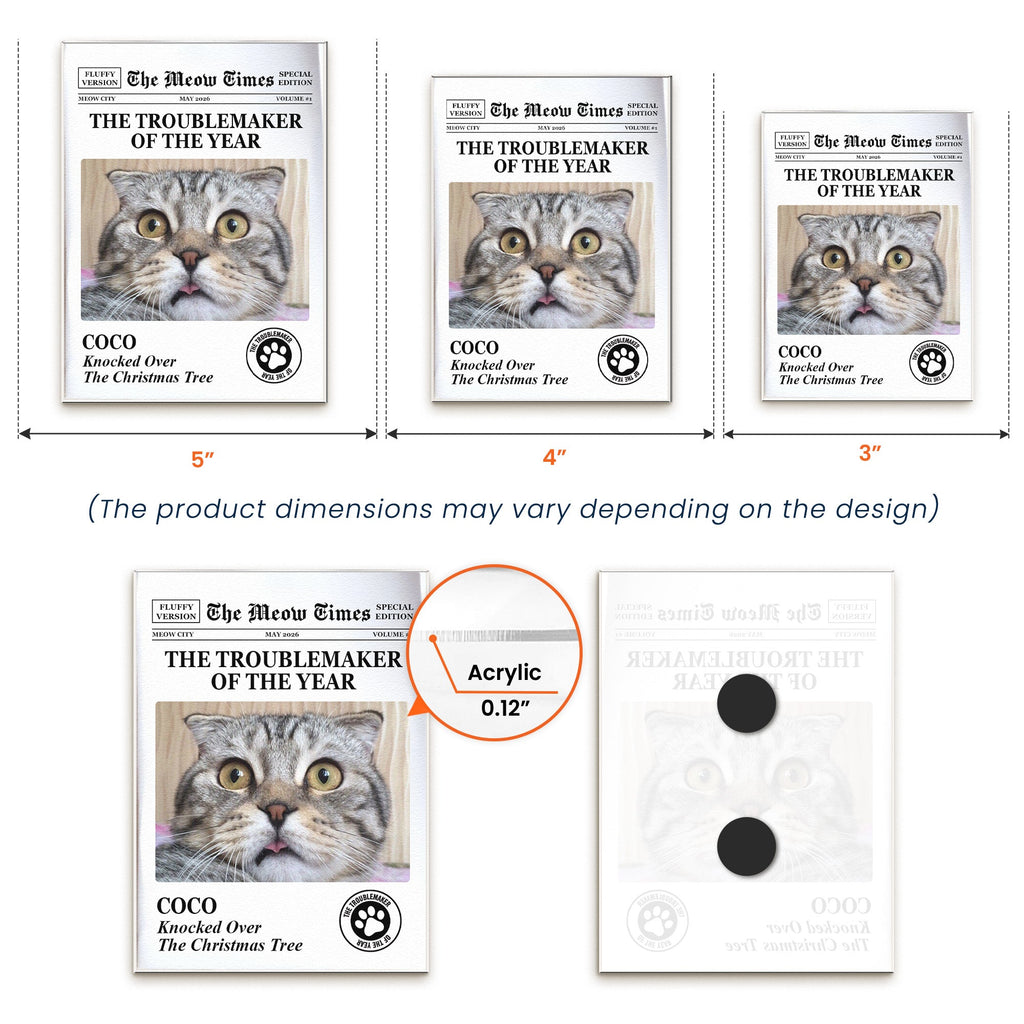 Funny Pet - The Trouble Maker Of The Year, For Dog Lovers, Cat Lovers - Personalized Magnet