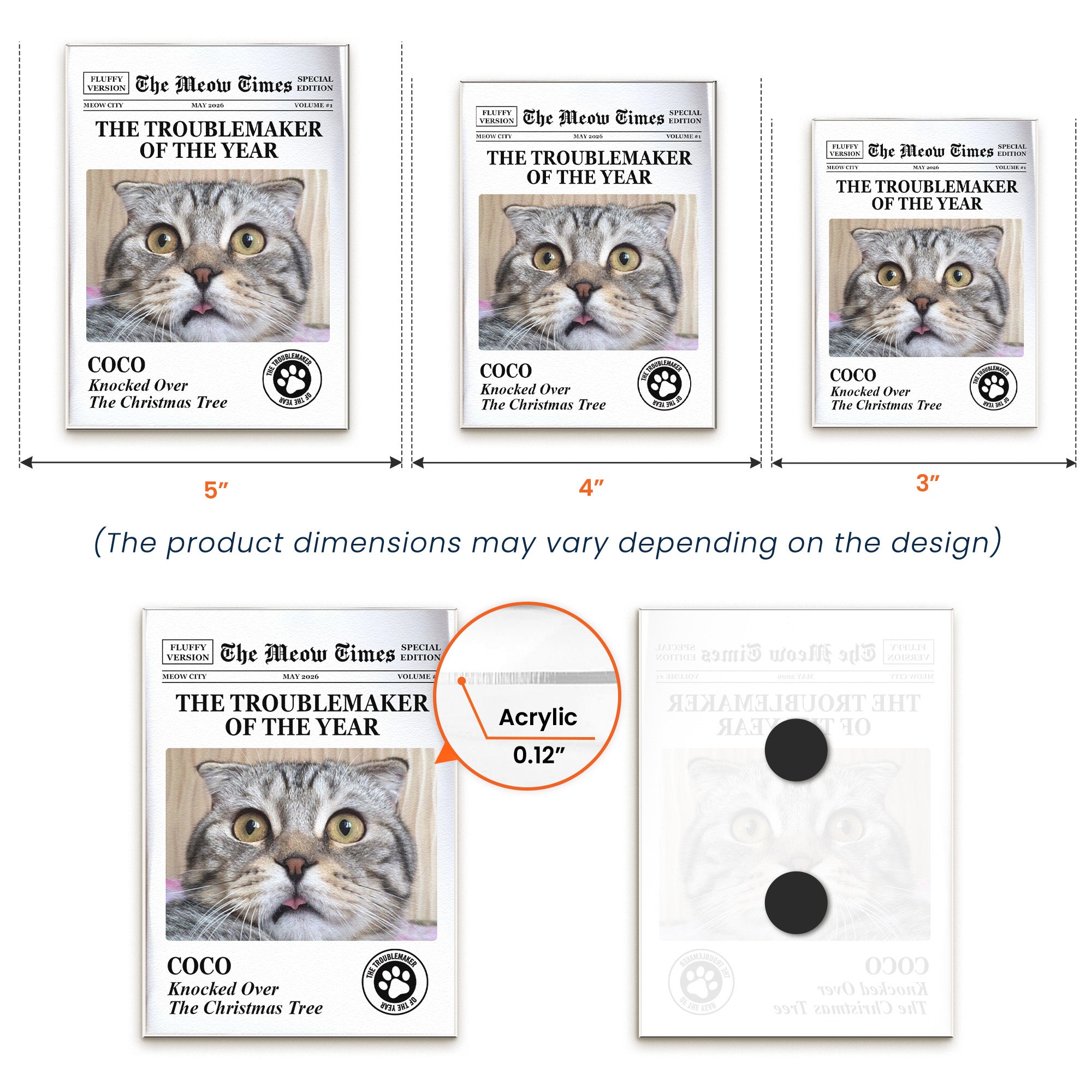 Funny Pet - The Trouble Maker Of The Year, For Dog Lovers, Cat Lovers - Personalized Magnet
