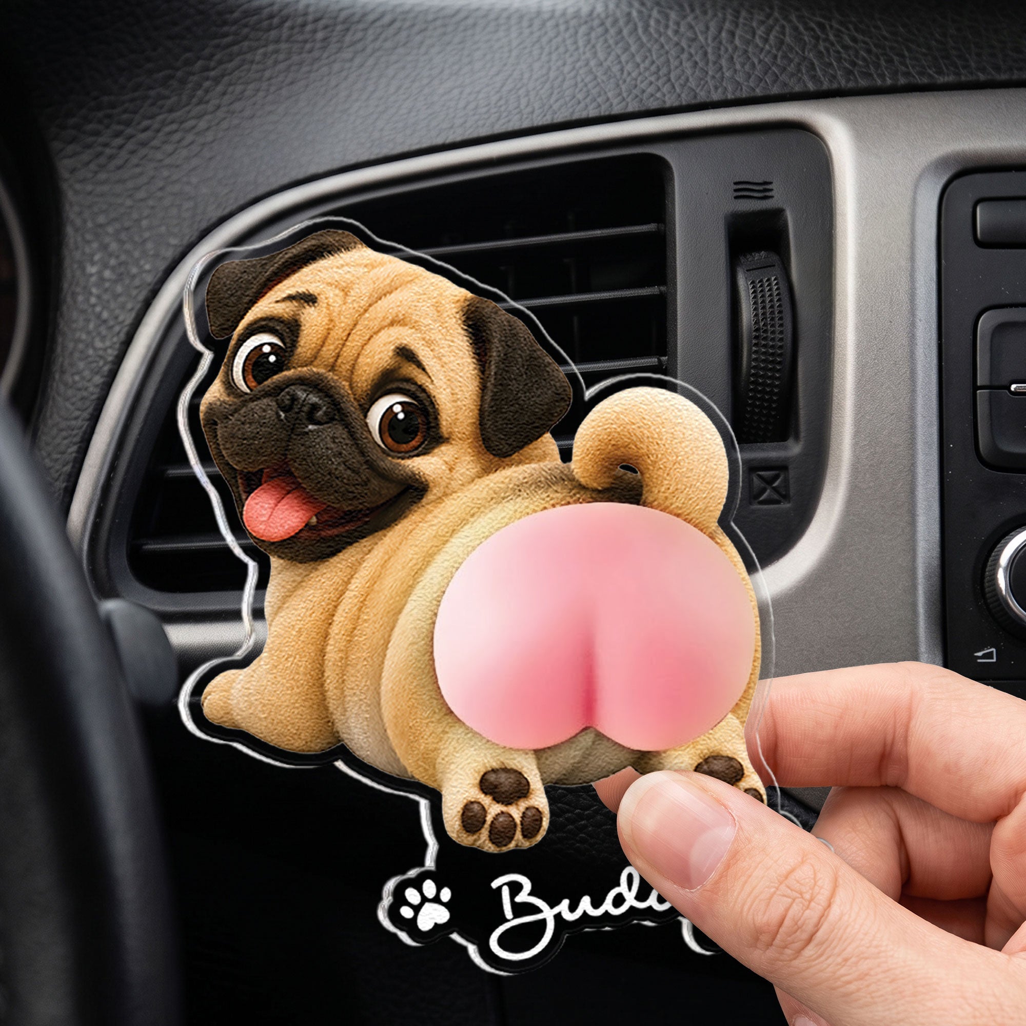 Funny Squishy Big Butt Gift For Dog Lover - Personalized Car Vent Clip