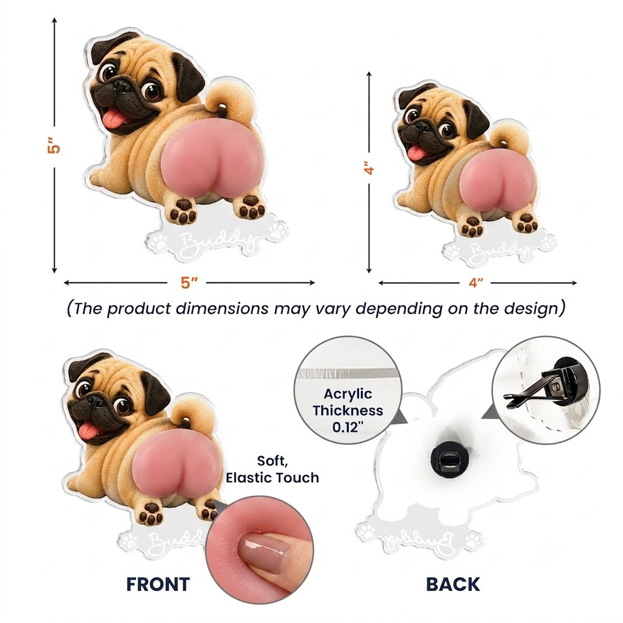 Funny Squishy Big Butt Gift For Dog Lover - Personalized Car Vent Clip