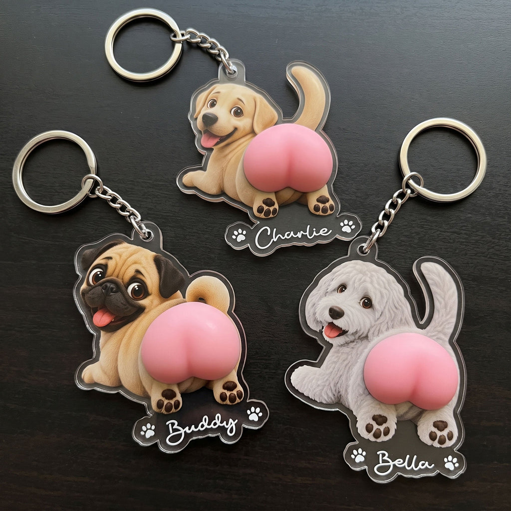Funny Squishy Big Butt Gift For Dog Lover - Personalized Keychain