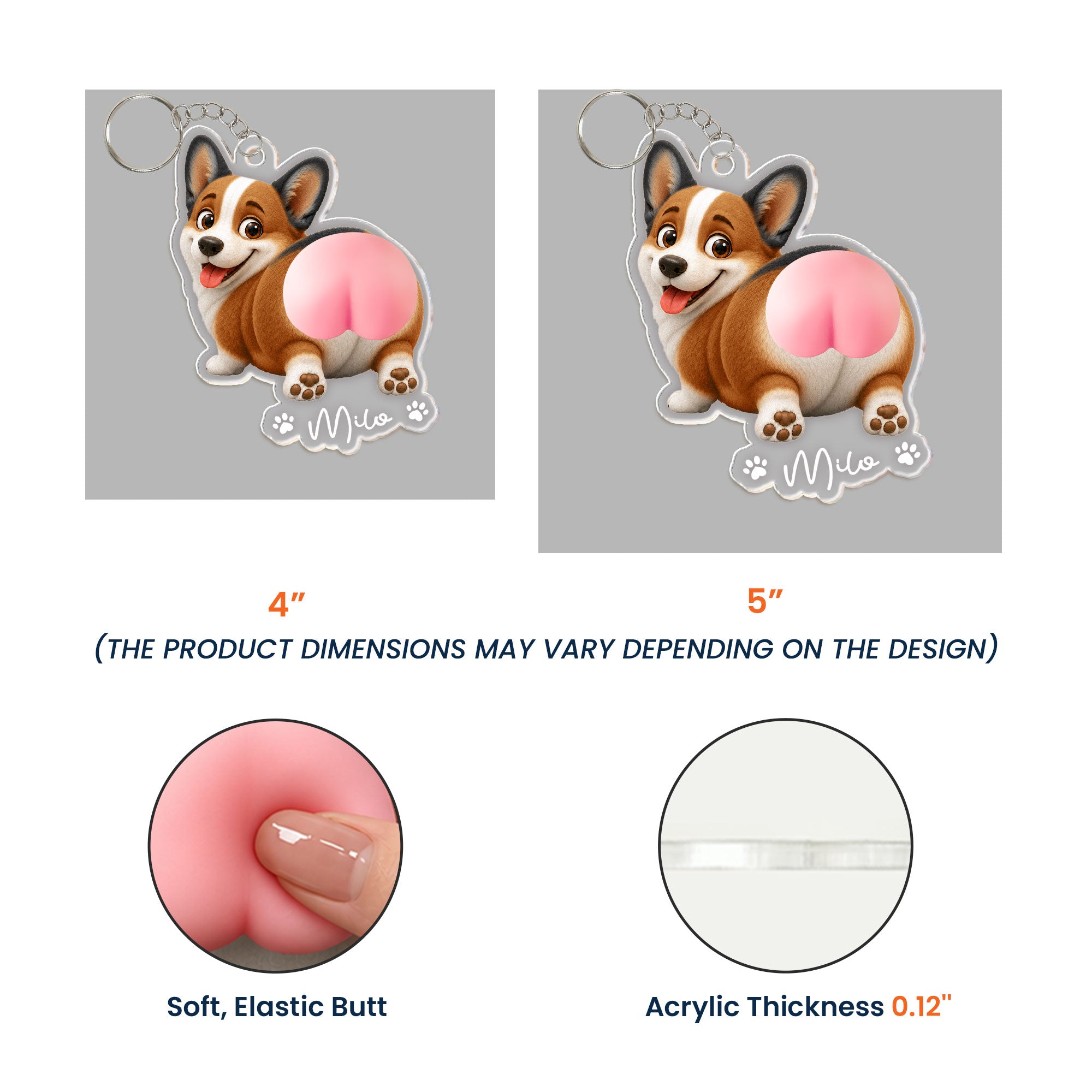 Funny Squishy Big Butt Gift For Dog Lover - Personalized Keychain