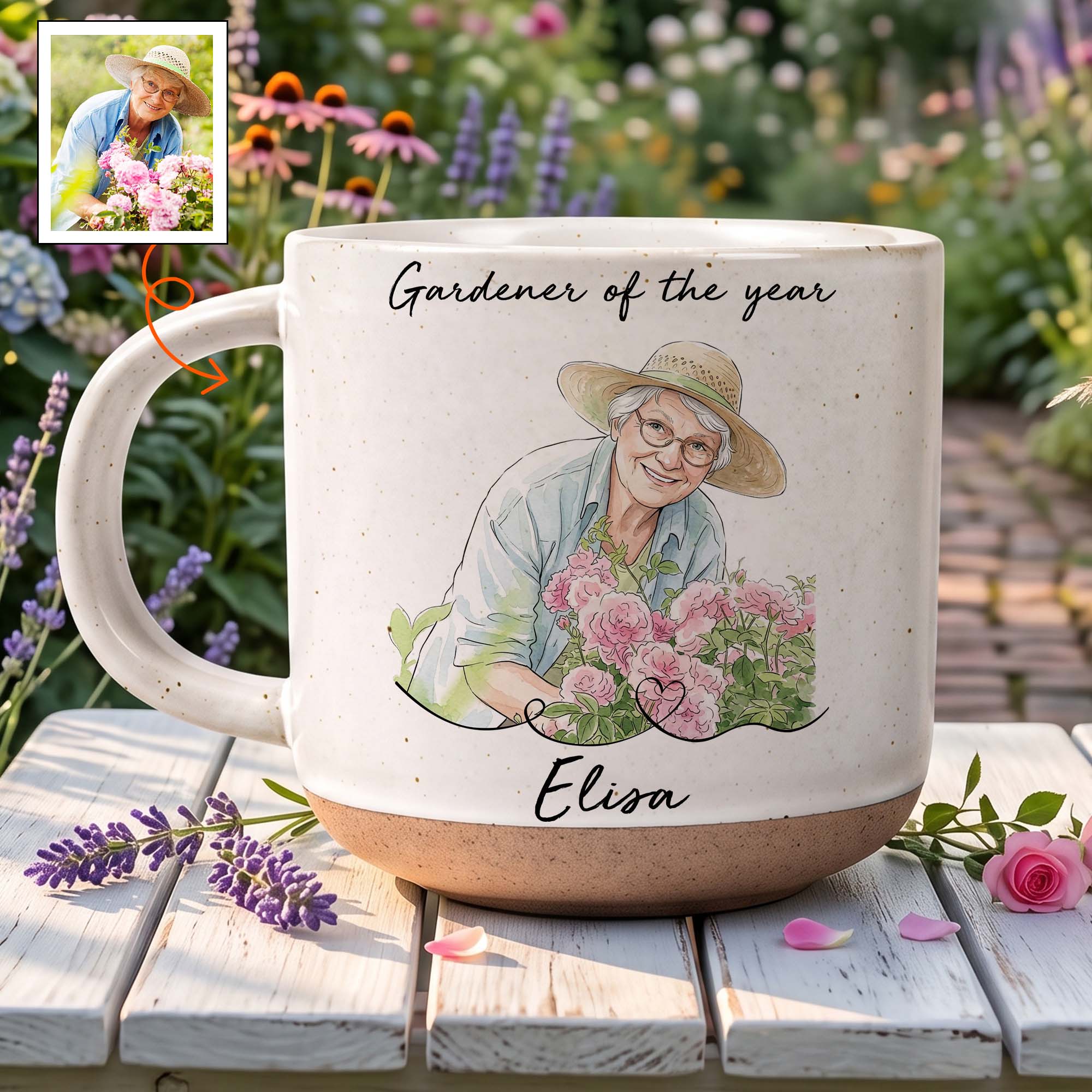 Gardener Of The Year Custom Photo Watercolor Style - Personalized Mug