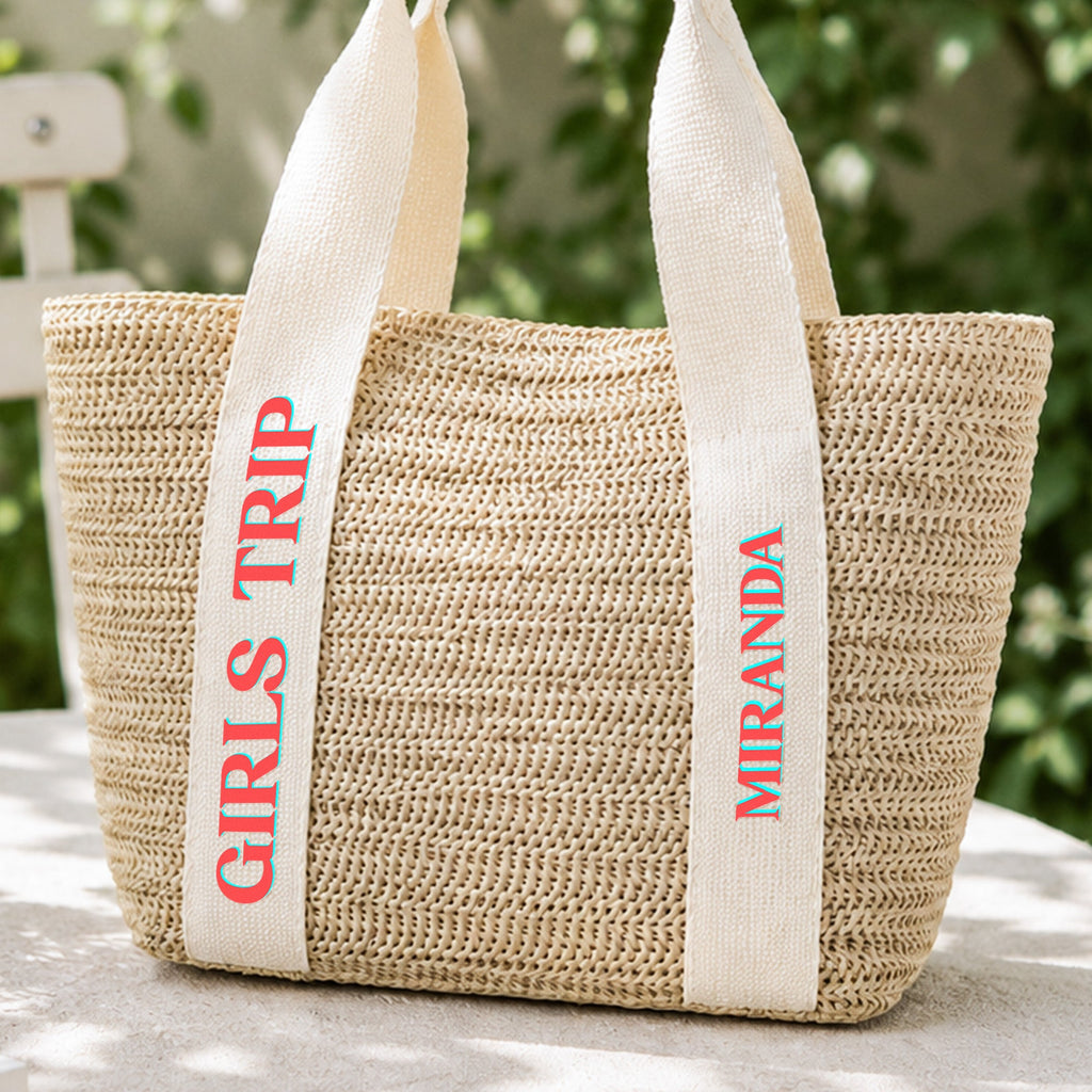 Girls Trip With Names - Personalized Straw Bag