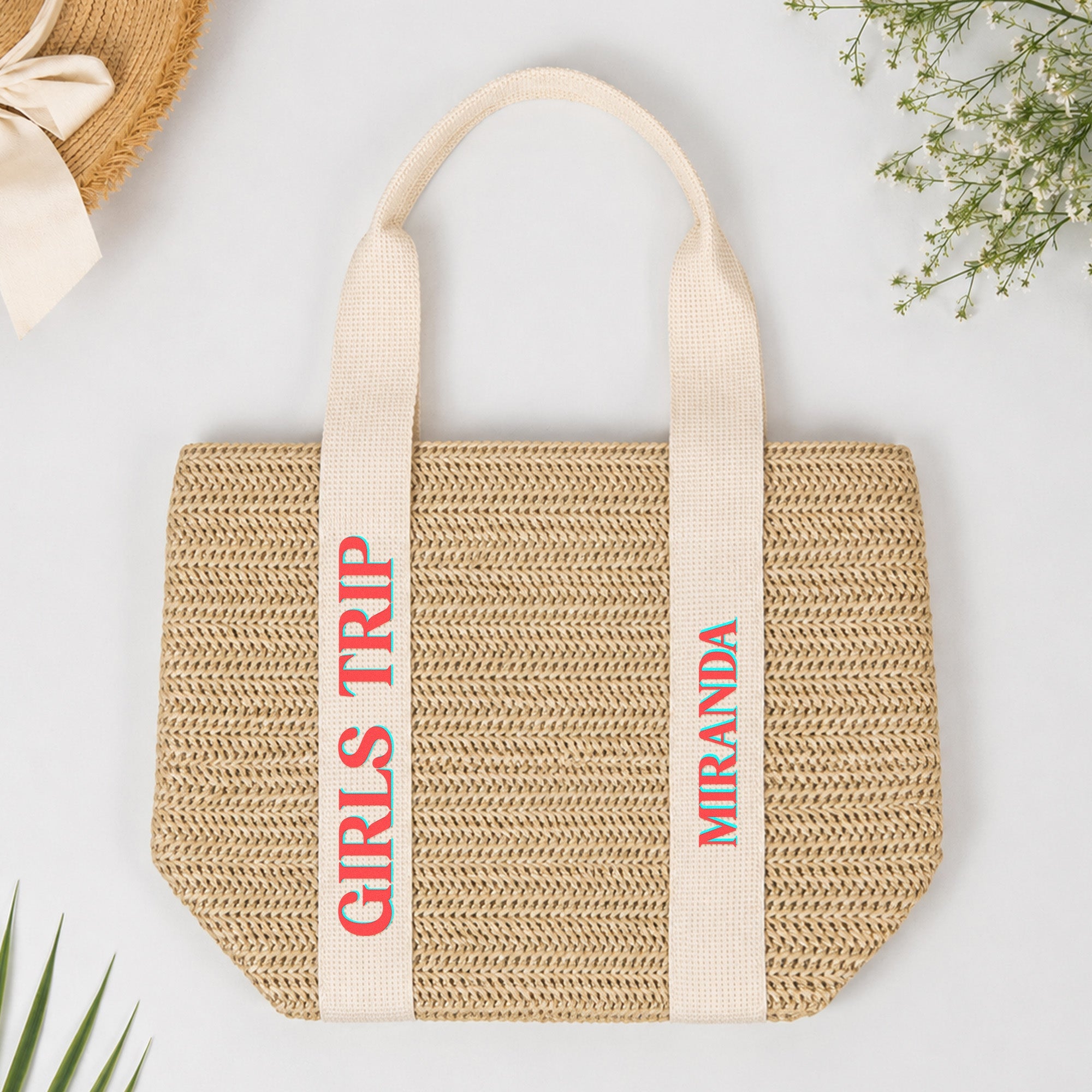 Girls Trip With Names - Personalized Straw Bag
