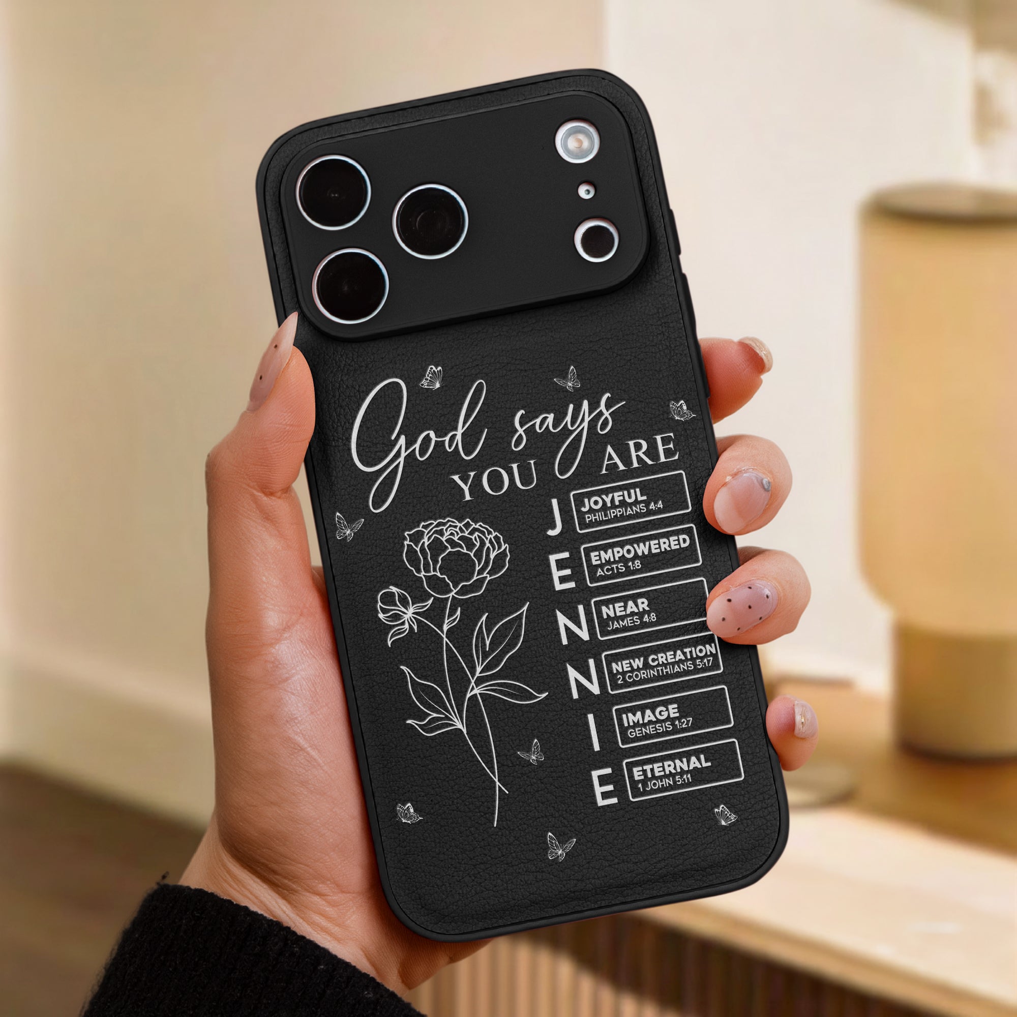 God Says I Am Custom Name In Bible Verse & Birth Flower - Personalized Phone Case
