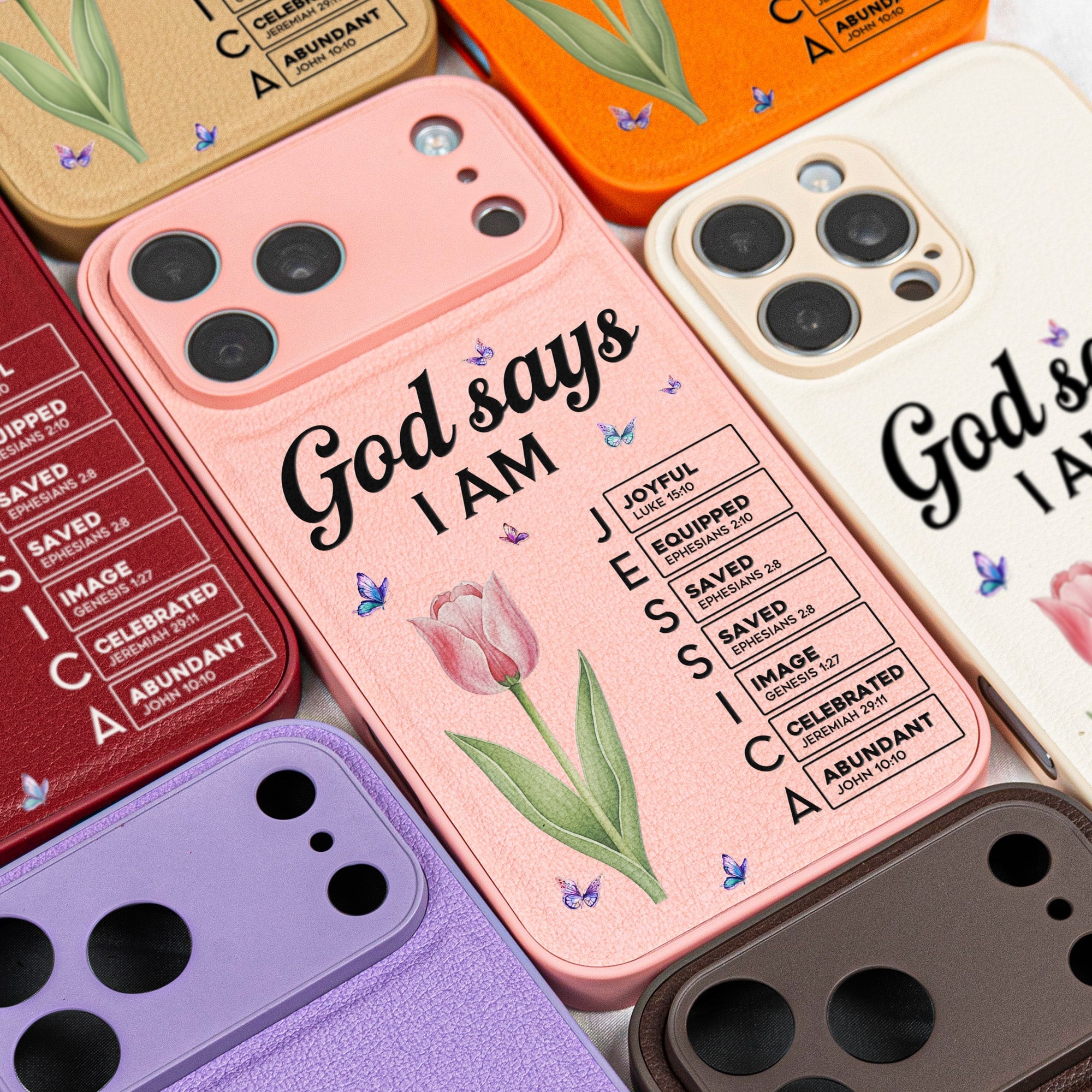 God Says I Am Custom Name & Birth Flower Gift For Her - Personalized Phone Case