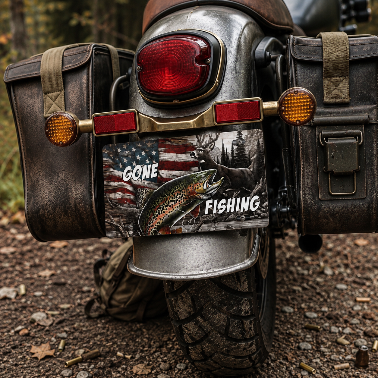 Gone Fishing, Gone Hunting - Custom License Plate