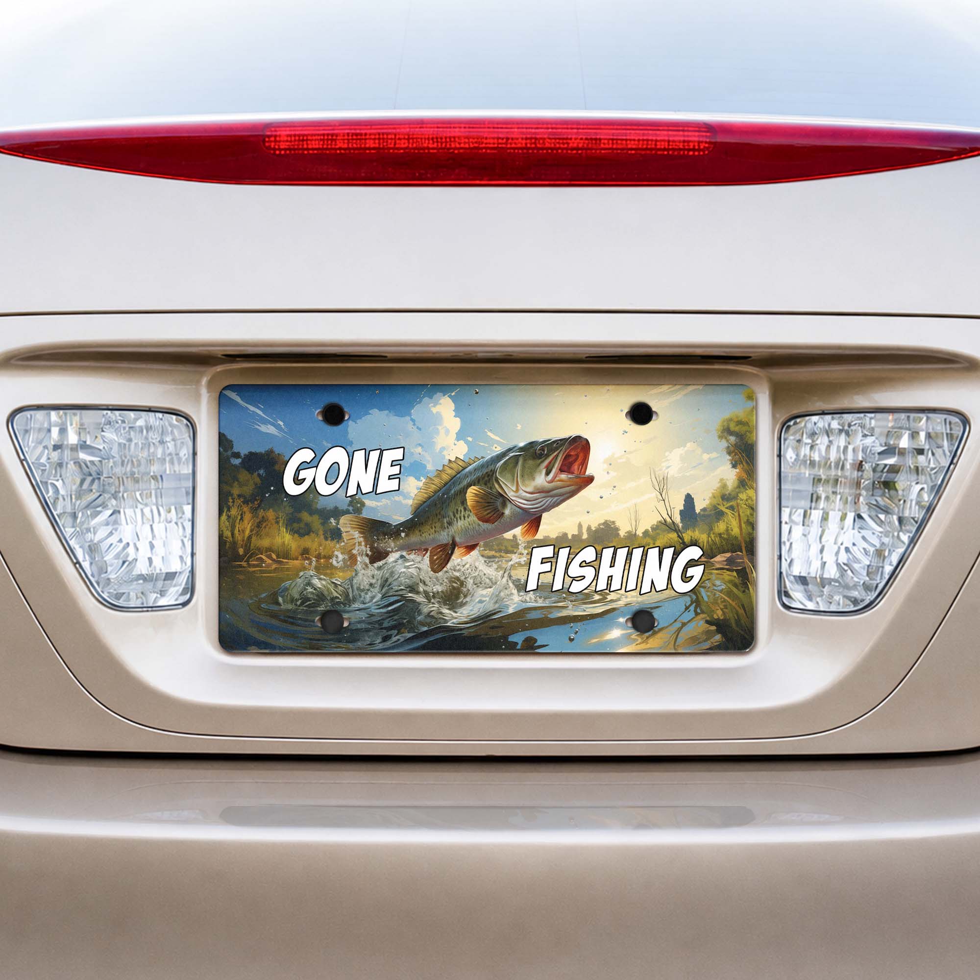 Gone Fishing, Gone Hunting - Custom License Plate