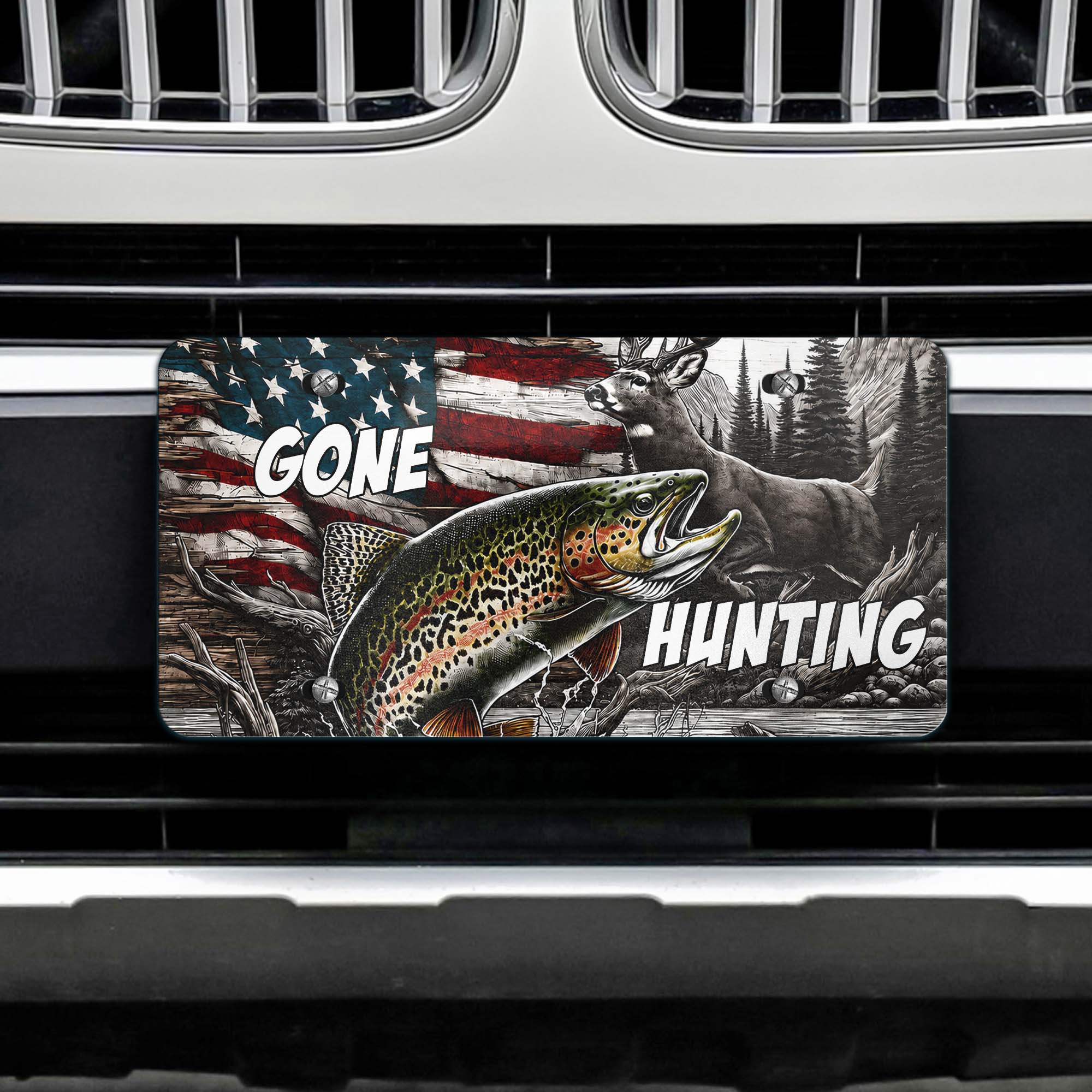 Gone Fishing, Gone Hunting - Custom License Plate